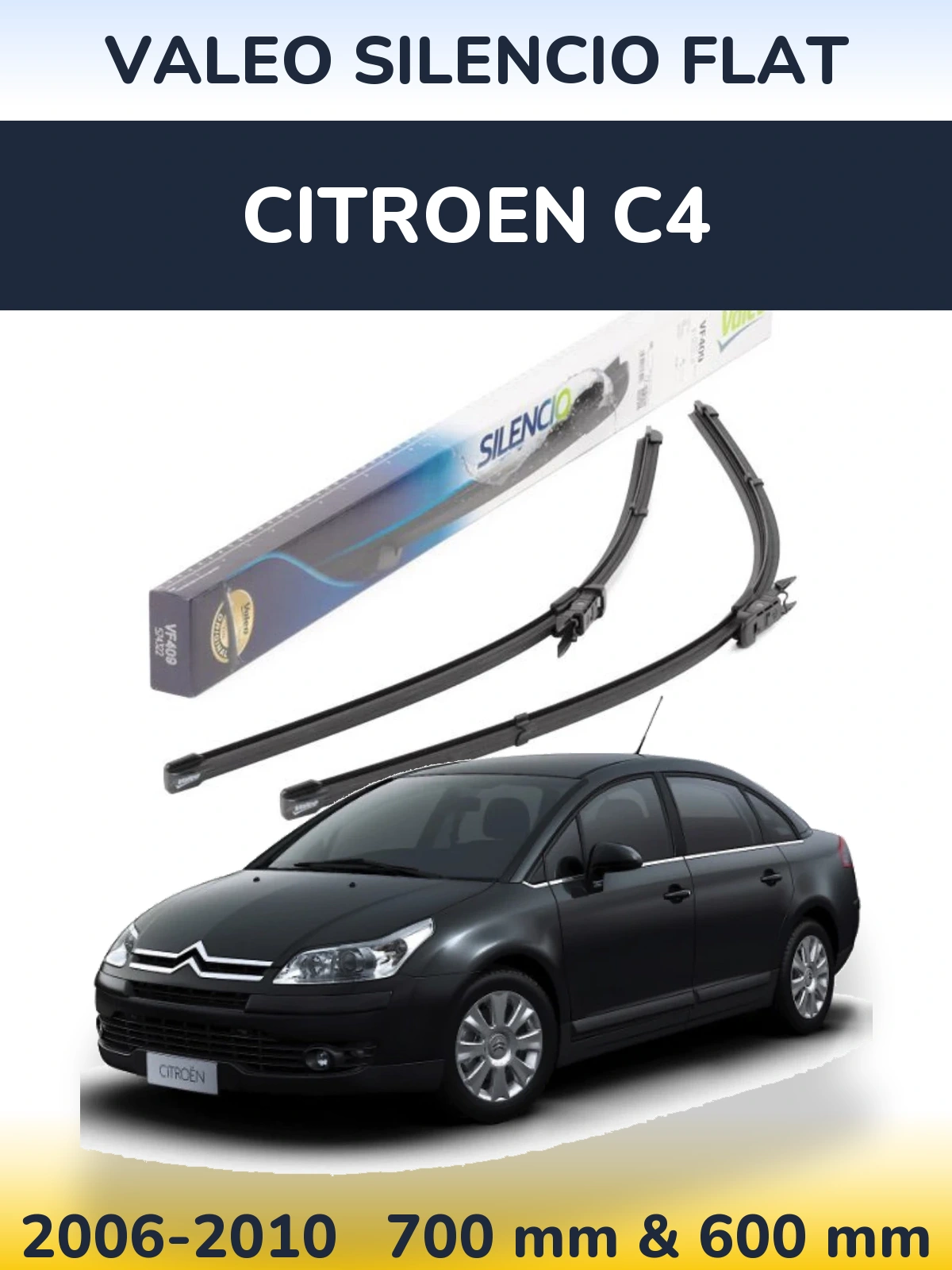 Комплект передних дворников Valeo Silencio Flat 700 & 600 мм для Citroen C4 2006-2010