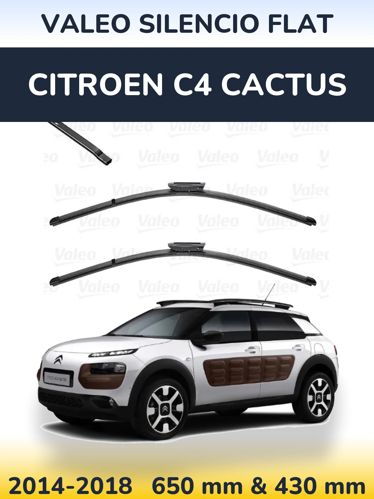 Комплект передних дворников Valeo Silencio Flat 650 & 430 мм для Citroen C4 Cactus 2014-2018