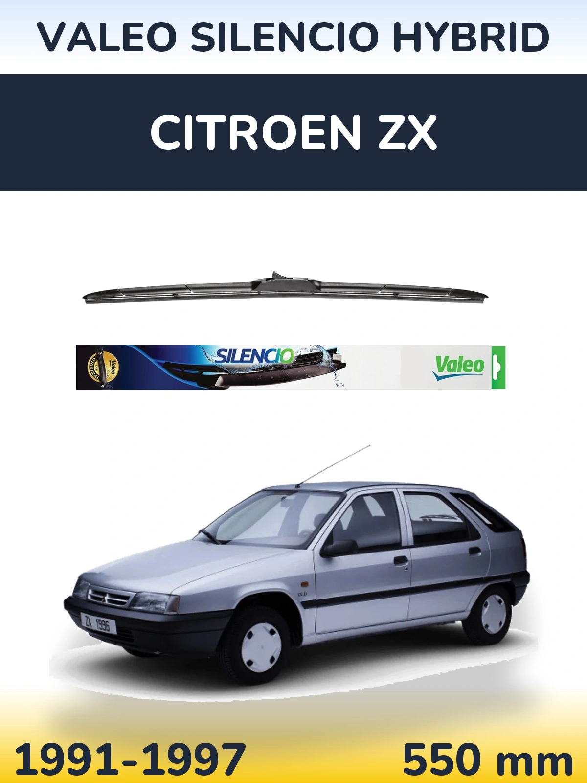 Передний дворник Valeo Silencio Hybrid 550 мм для Citroen ZX 1991-1997
