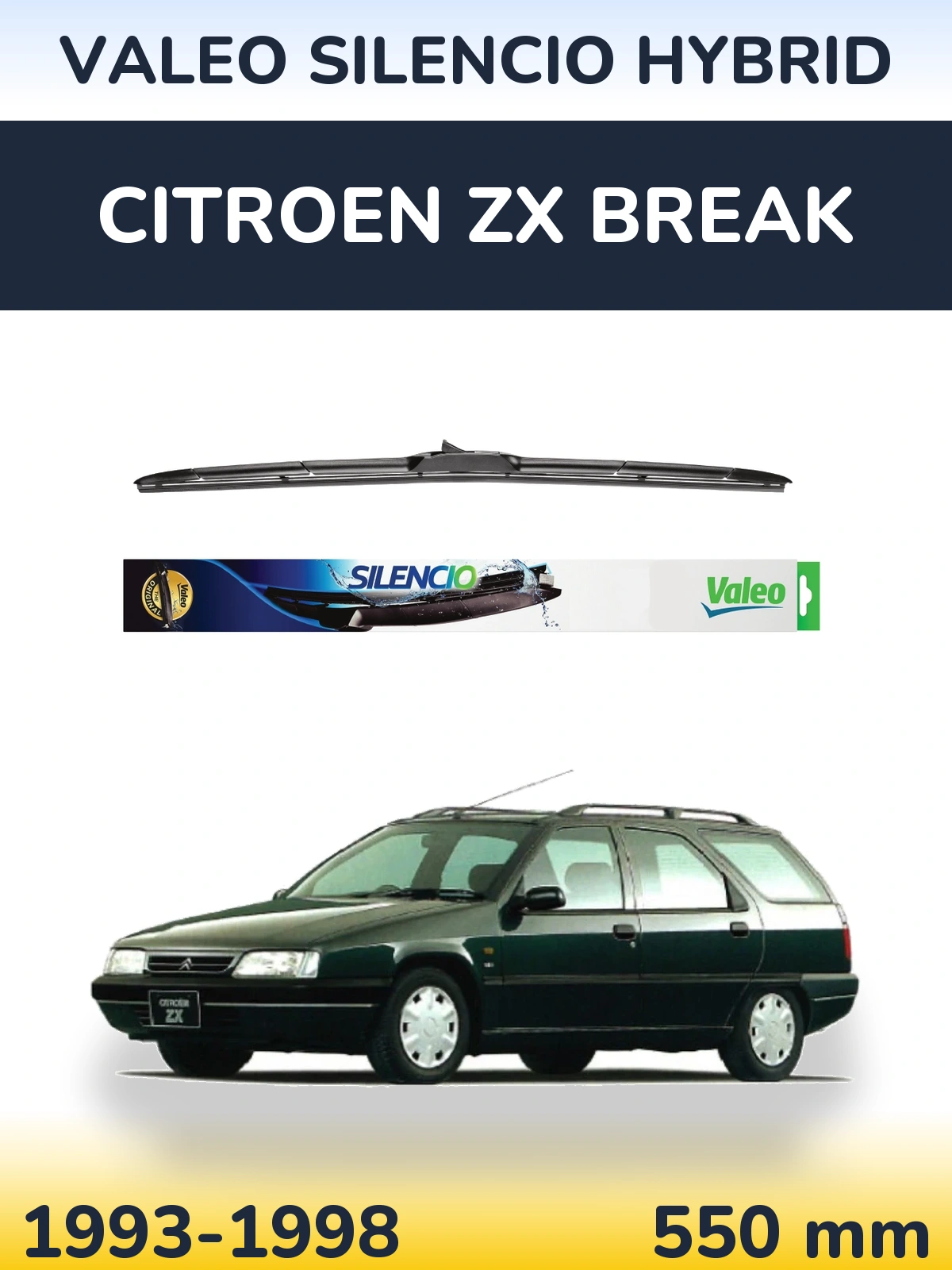 Передний дворник Valeo Silencio Hybrid 550 мм для Citroen ZX Break 1993-1998