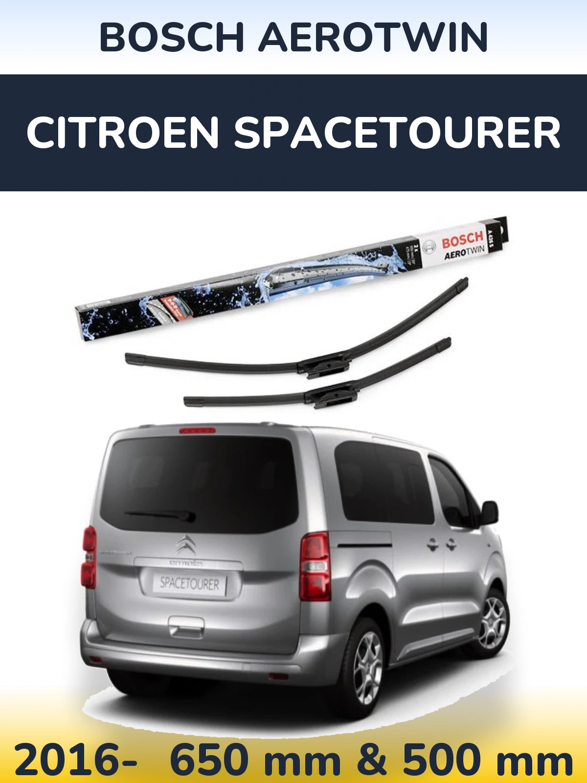 Komplet przednich wycieraczek BOSCH AeroTwin 650 & 475 mm do Citroen SpaceTourer 2016-2026