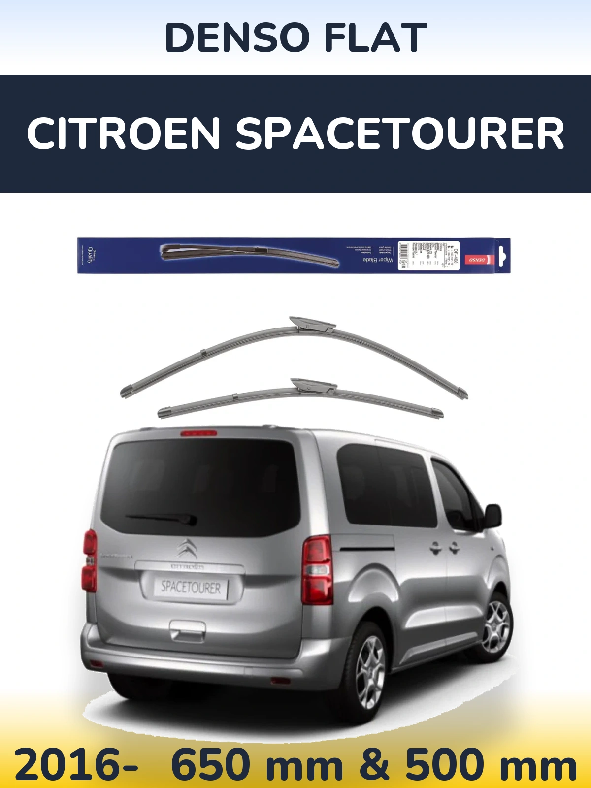 Komplet przednich wycieraczek Denso Flat 650 & 500 mm do Citroen SpaceTourer 2016-2026