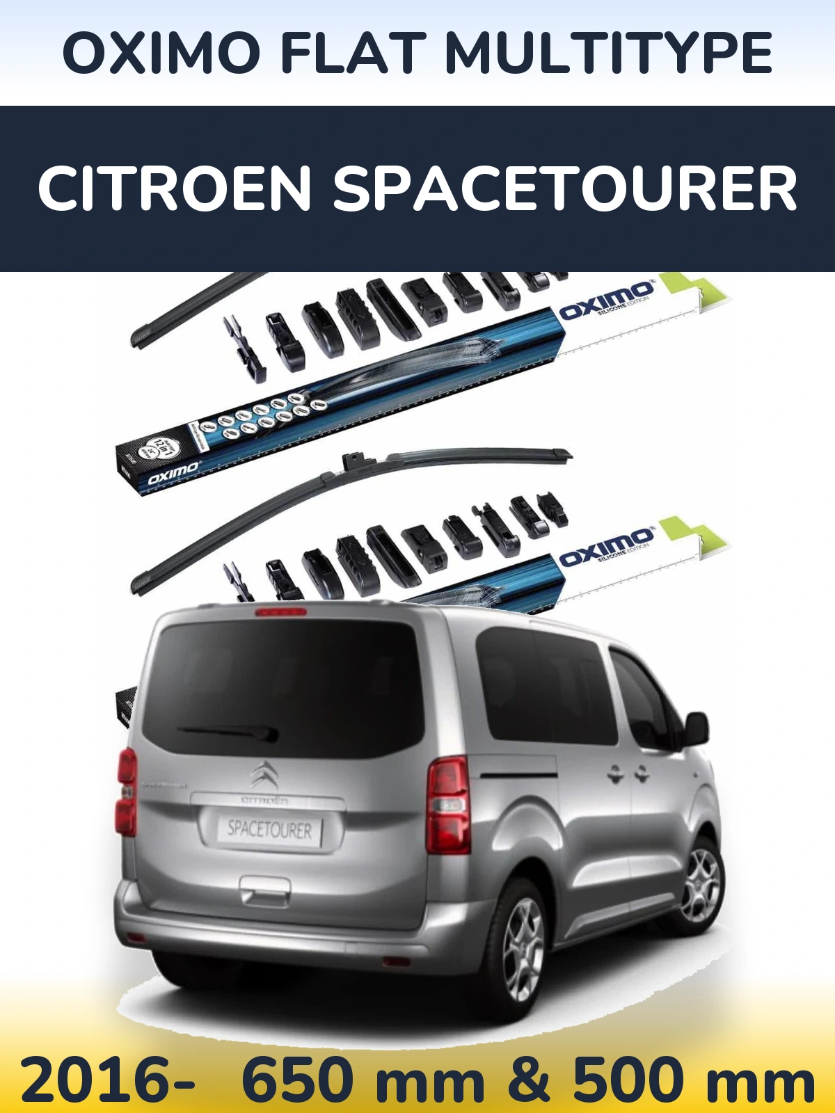 Komplet przednich wycieraczek Oximo Flat MultiType 650 & 500 mm do Citroen SpaceTourer 2016-2026