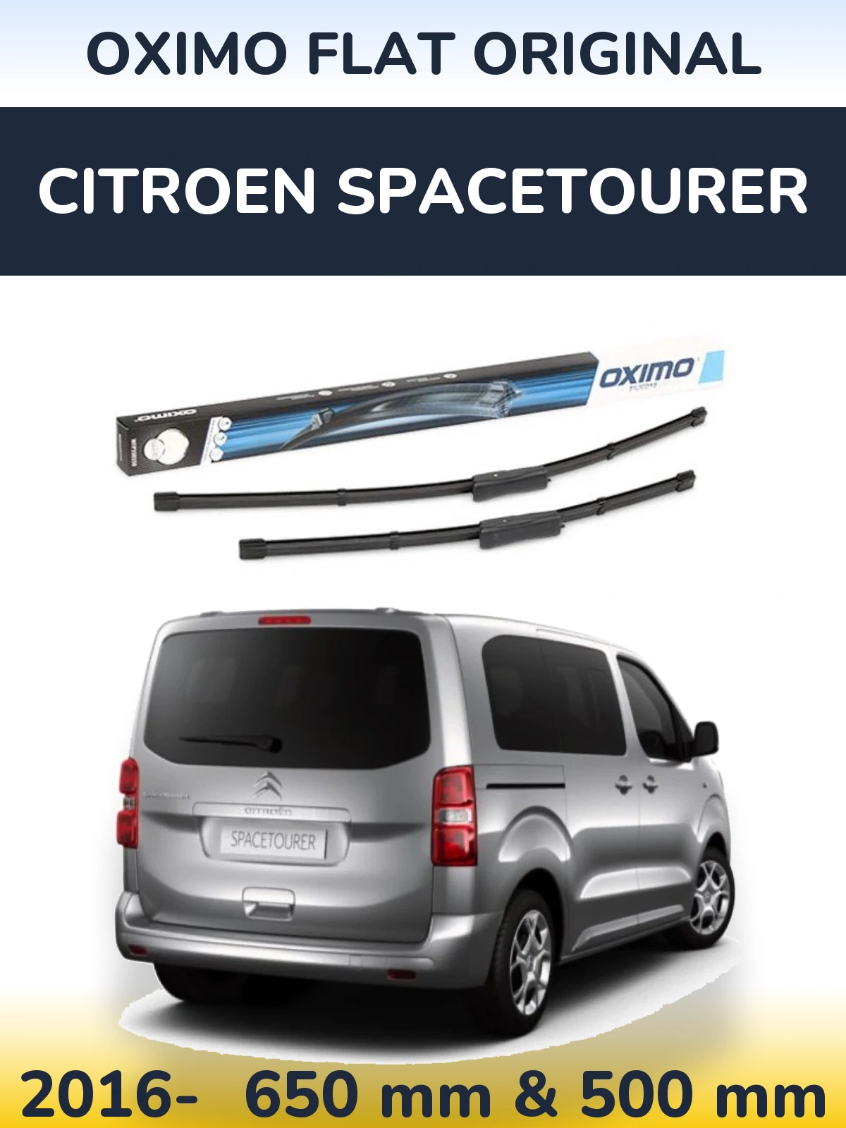Komplet przednich wycieraczek Oximo Flat Original 650 & 475 mm do Citroen SpaceTourer 2016-2026