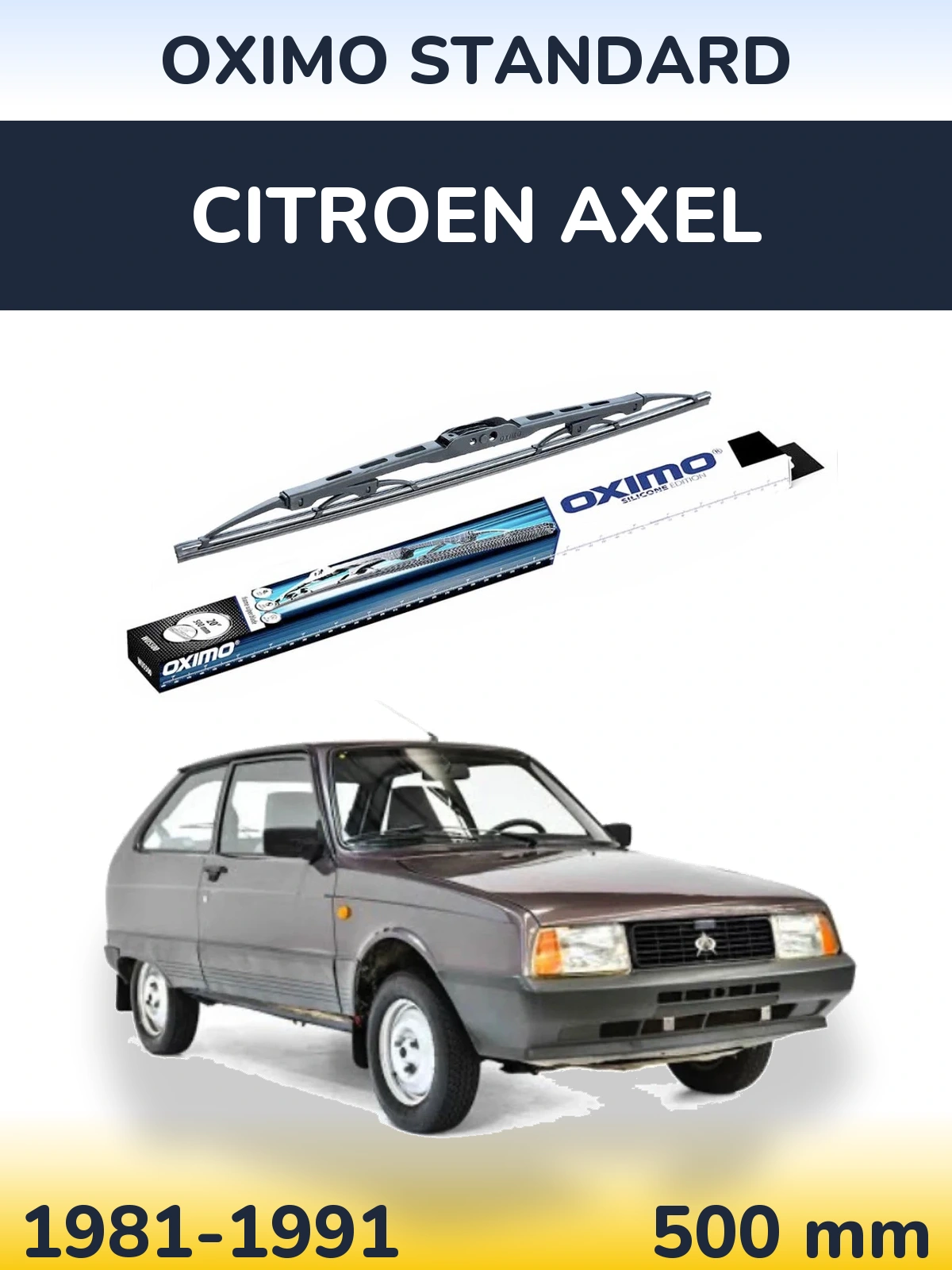 Rear wiper blade Oximo Standard 500 mm for Citroen Axel 1981-1991