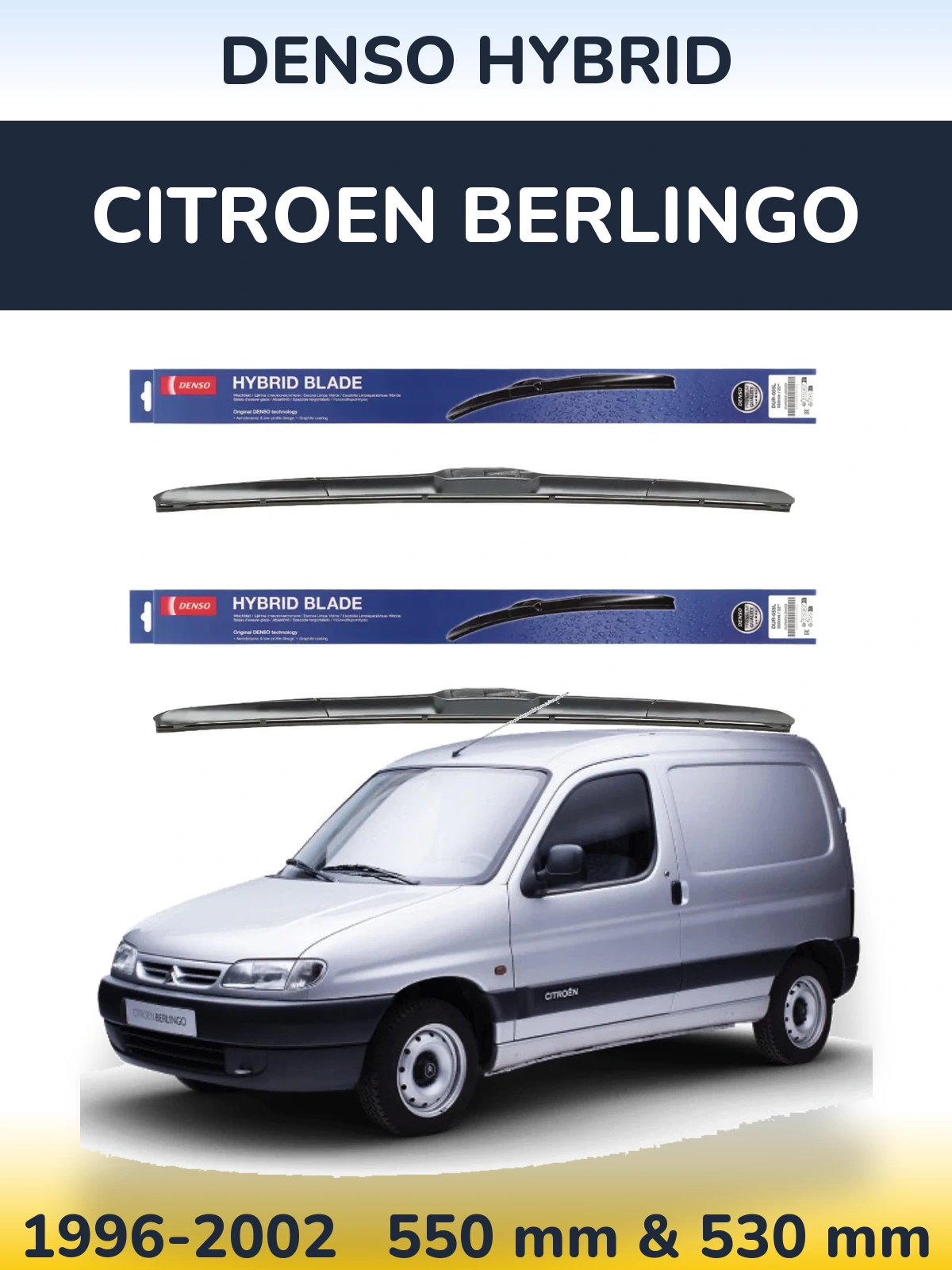 Komplet przednich wycieraczek Denso Hybrid 550 & 530 mm do Citroen Berlingo 1996-2002