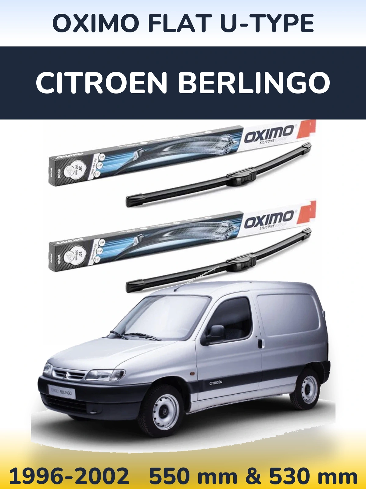 Komplet przednich wycieraczek Oximo Flat U-type 550 & 530 mm do Citroen Berlingo 1996-2002