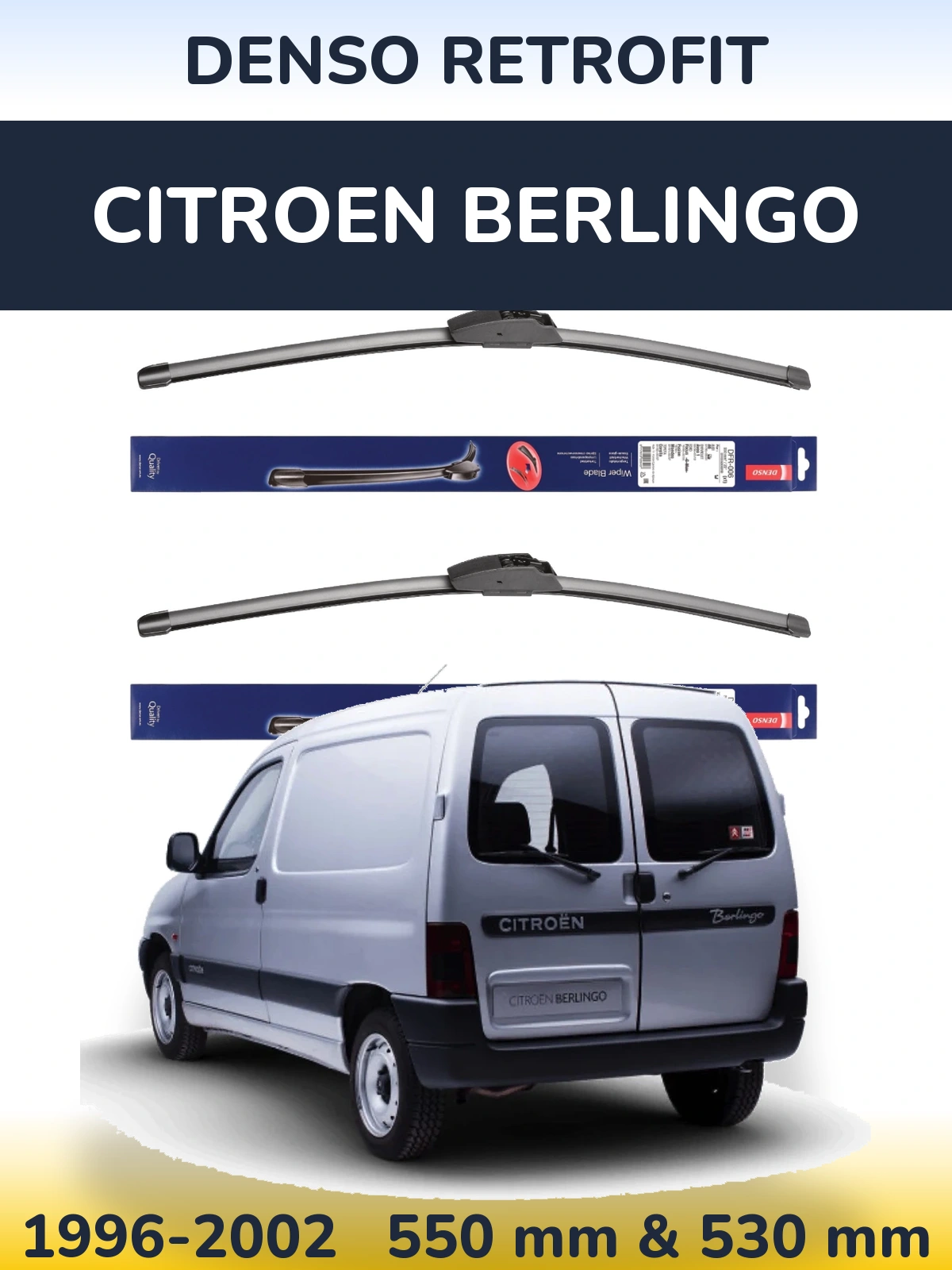 Комплект передних дворников Denso Retrofit 550 & 530 мм для Citroen Berlingo 1996-2002