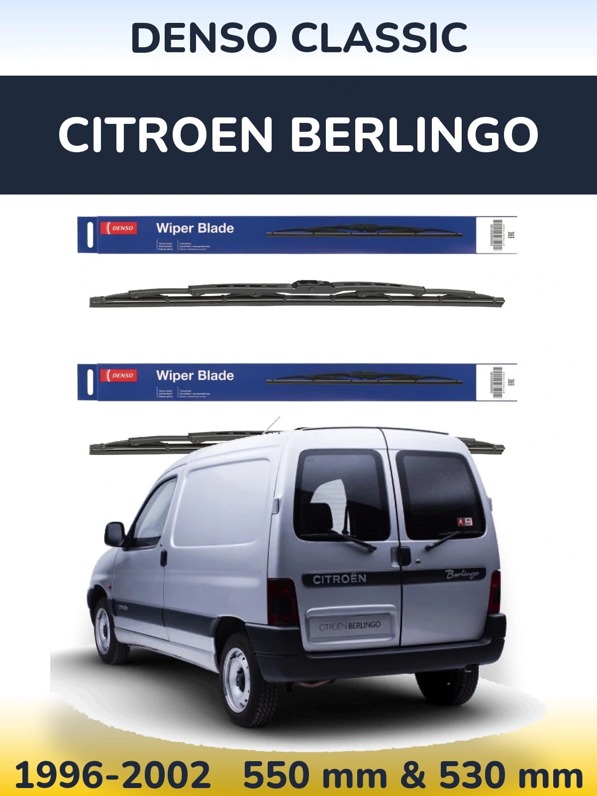 Komplet przednich wycieraczek Denso Classic 550 & 530 mm do Citroen Berlingo 1996-2002