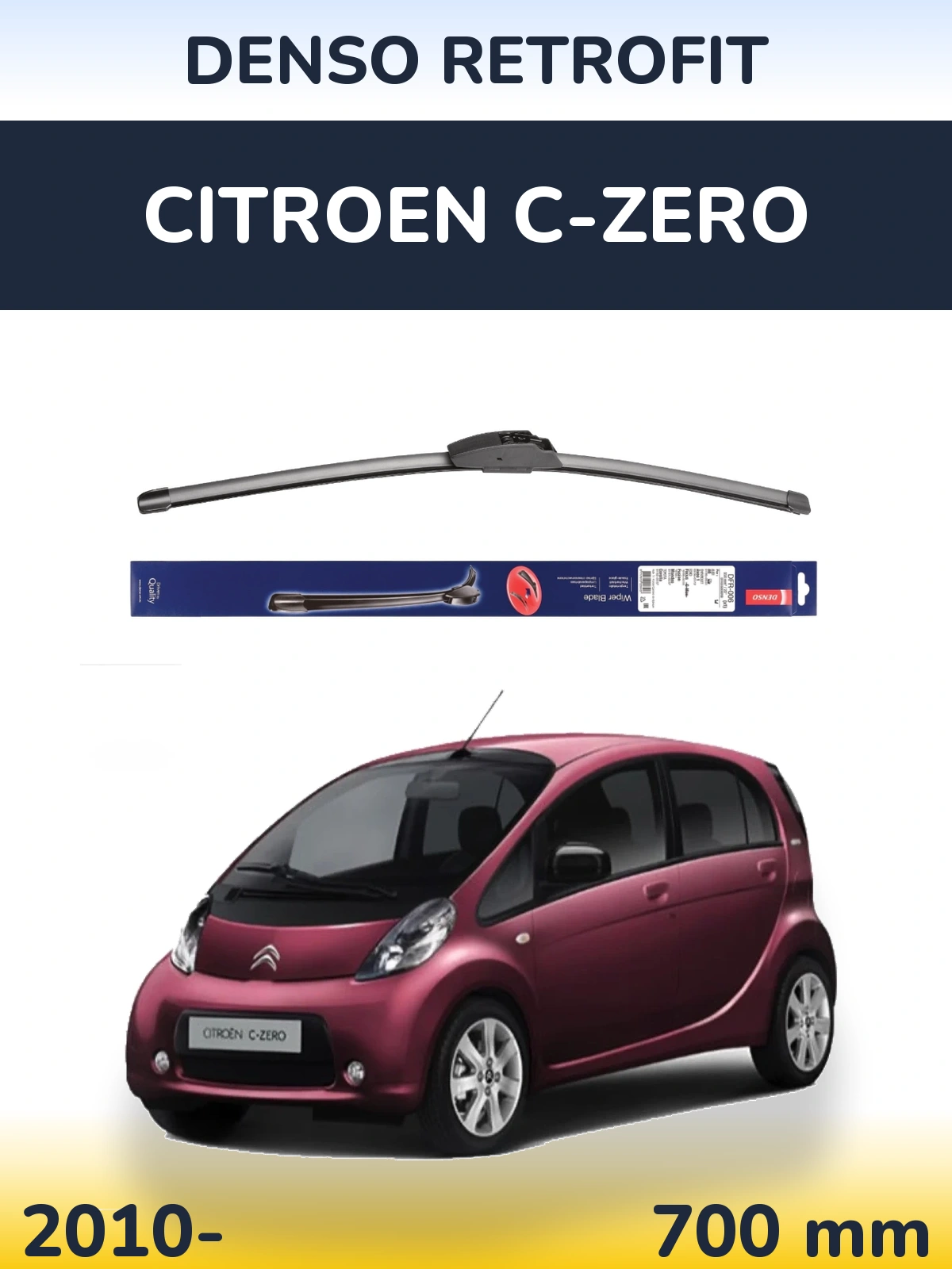Передний дворник Denso Retrofit 700 мм для Citroen C-Zero 2010-2026