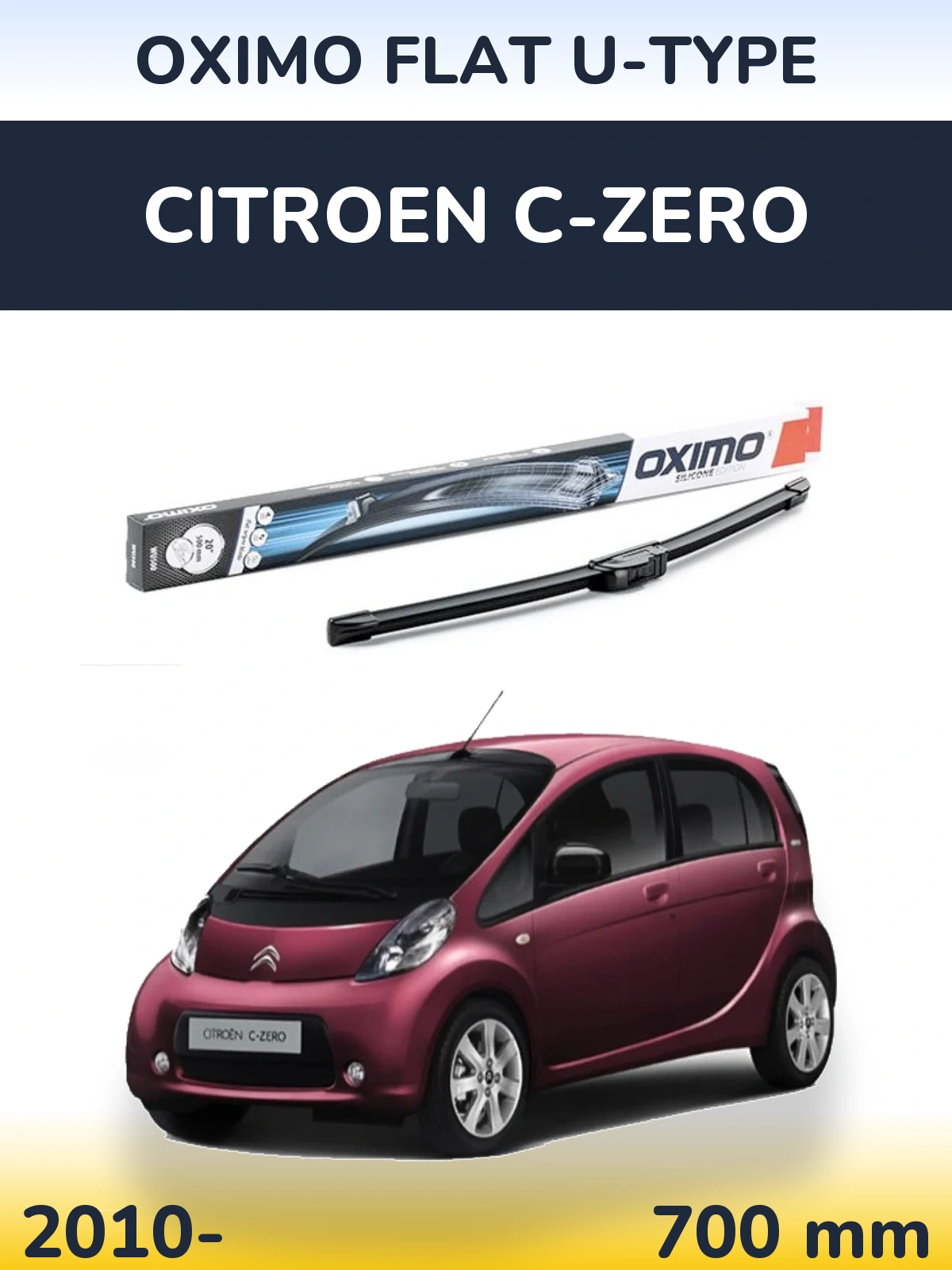 Przednia wycieraczka Oximo Flat U-type 700 mm do Citroen C-Zero 2010-2026