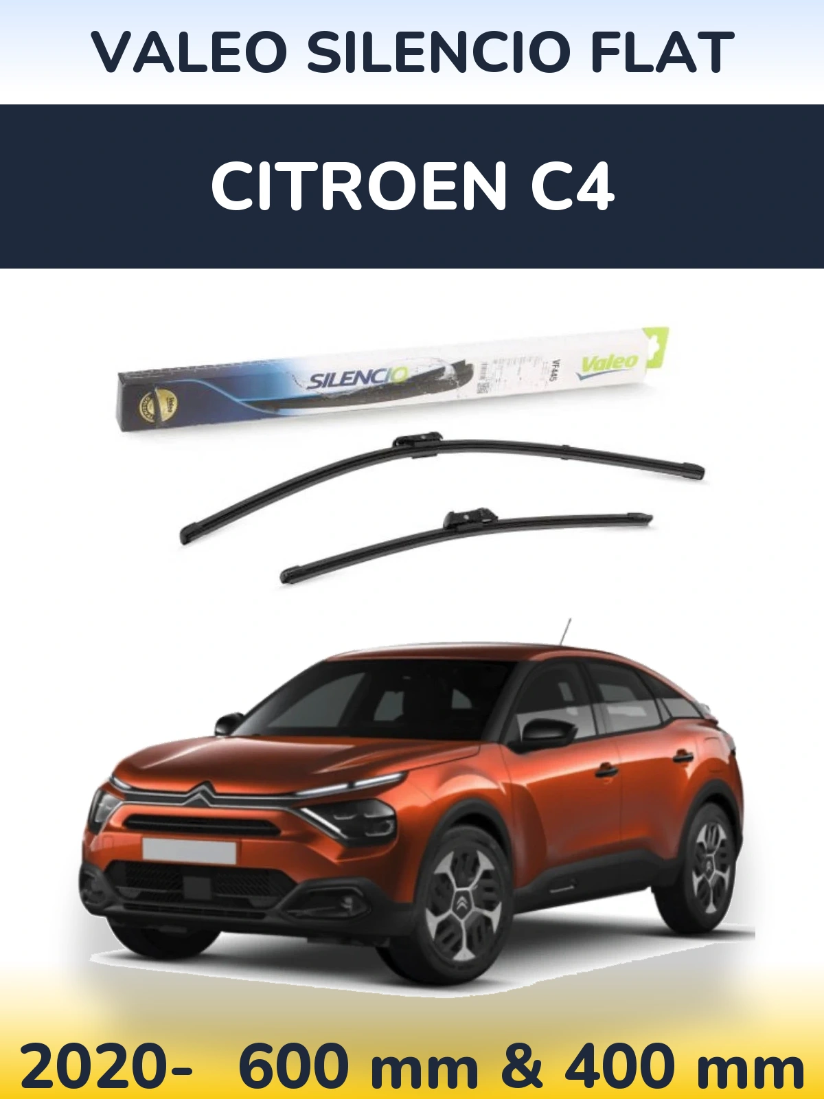 Комплект передних дворников Valeo Silencio Flat 600 & 400 мм для Citroen C4 2020-2026