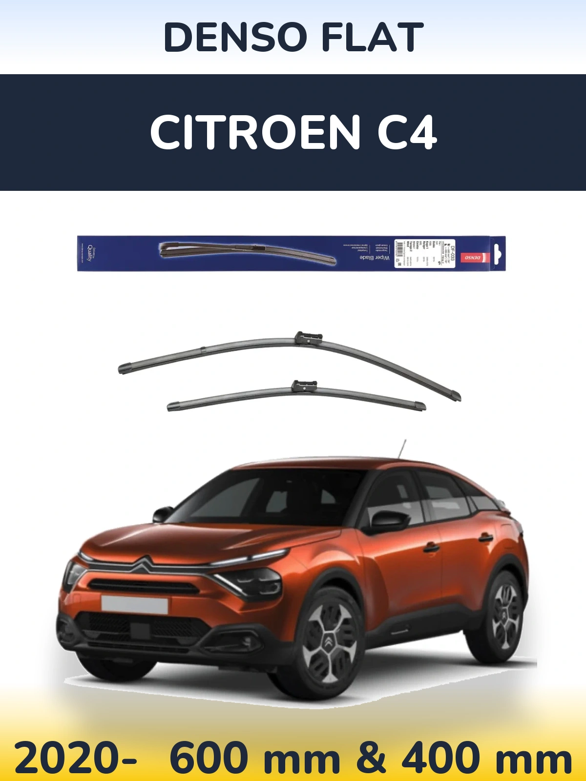 Комплект передних дворников Denso Flat 600 & 400 мм для Citroen C4 2020-2026