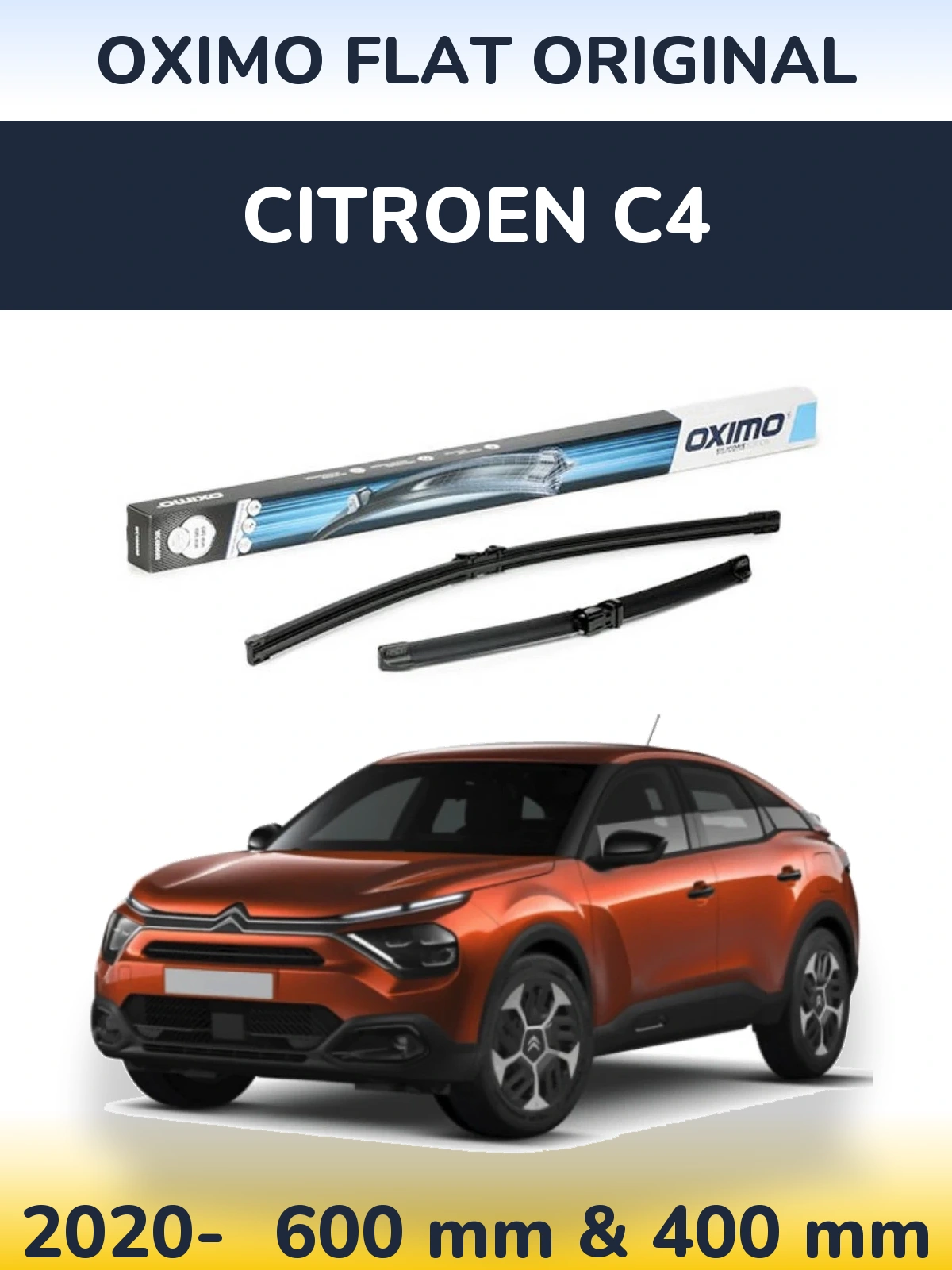 Комплект передних дворников Oximo Flat Original 600 & 400 мм для Citroen C4 2020-2026