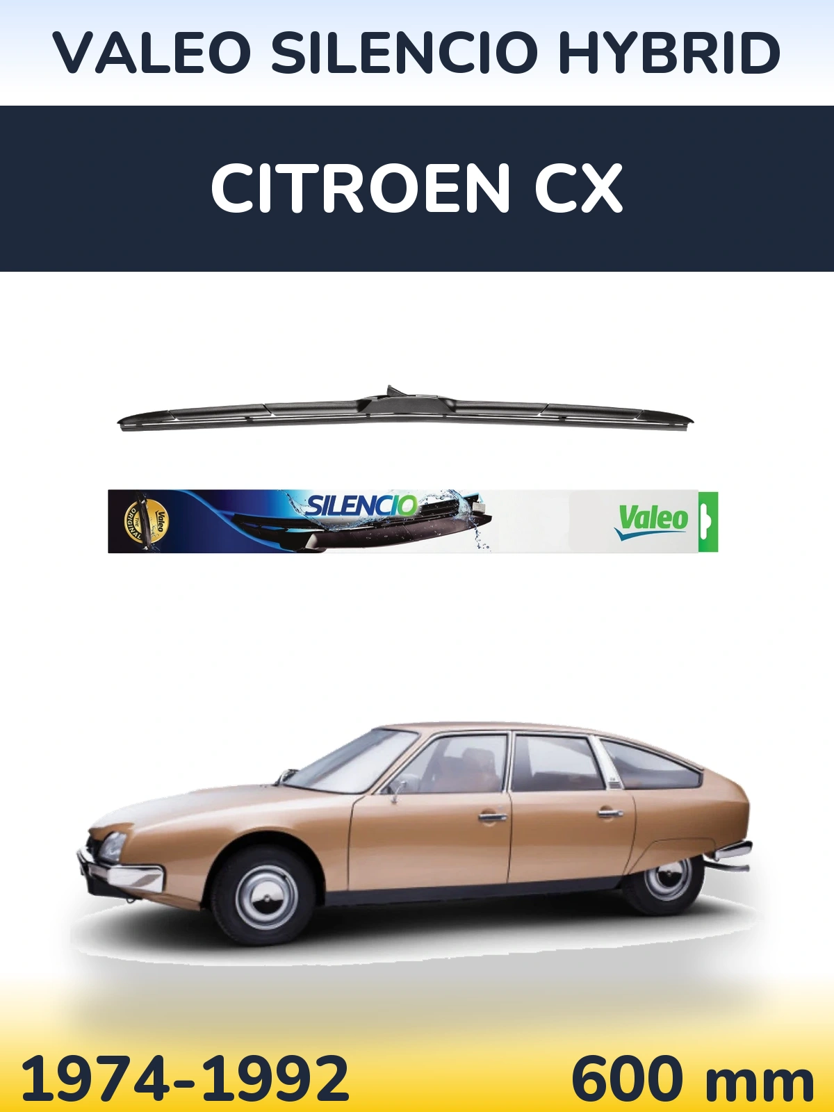 Передний дворник Valeo Silencio Hybrid 600 мм для Citroen CX 1974-1992