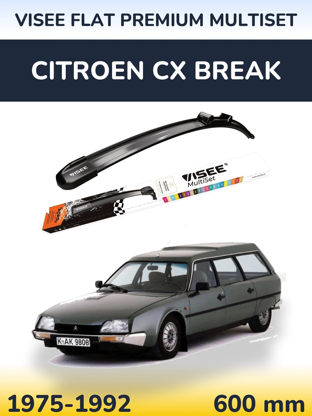 Przednia wycieraczka VISEE FLAT PREMIUM MultiSet 600 mm do Citroen CX Break 1975-1992