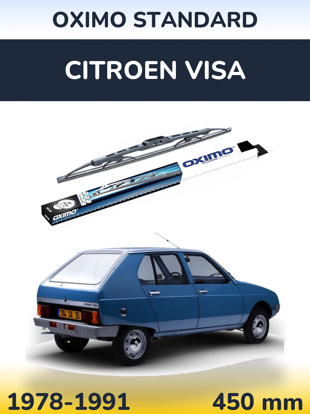 Front wiper blade Oximo Standard 450 mm for Citroen Visa 1978-1991