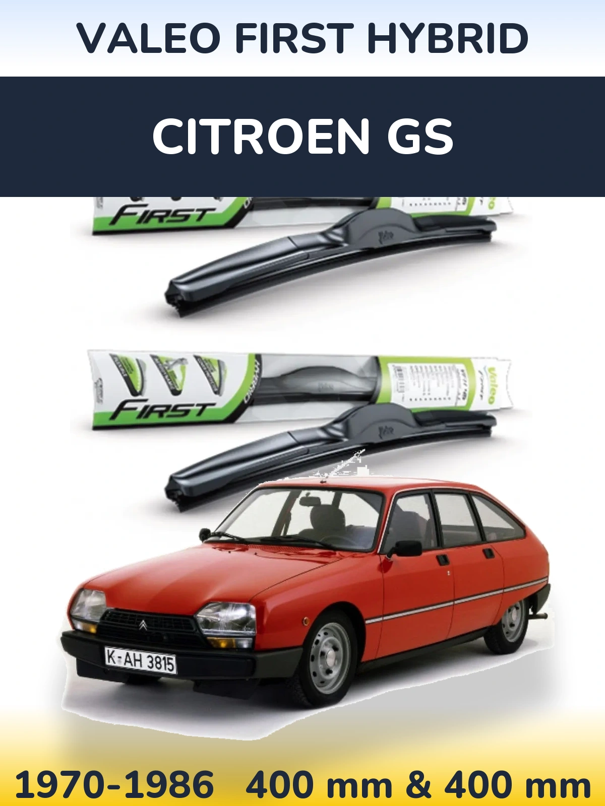 Комплект передних дворников Valeo First Hybrid 400 & 400 мм для Citroen GS 1970-1986