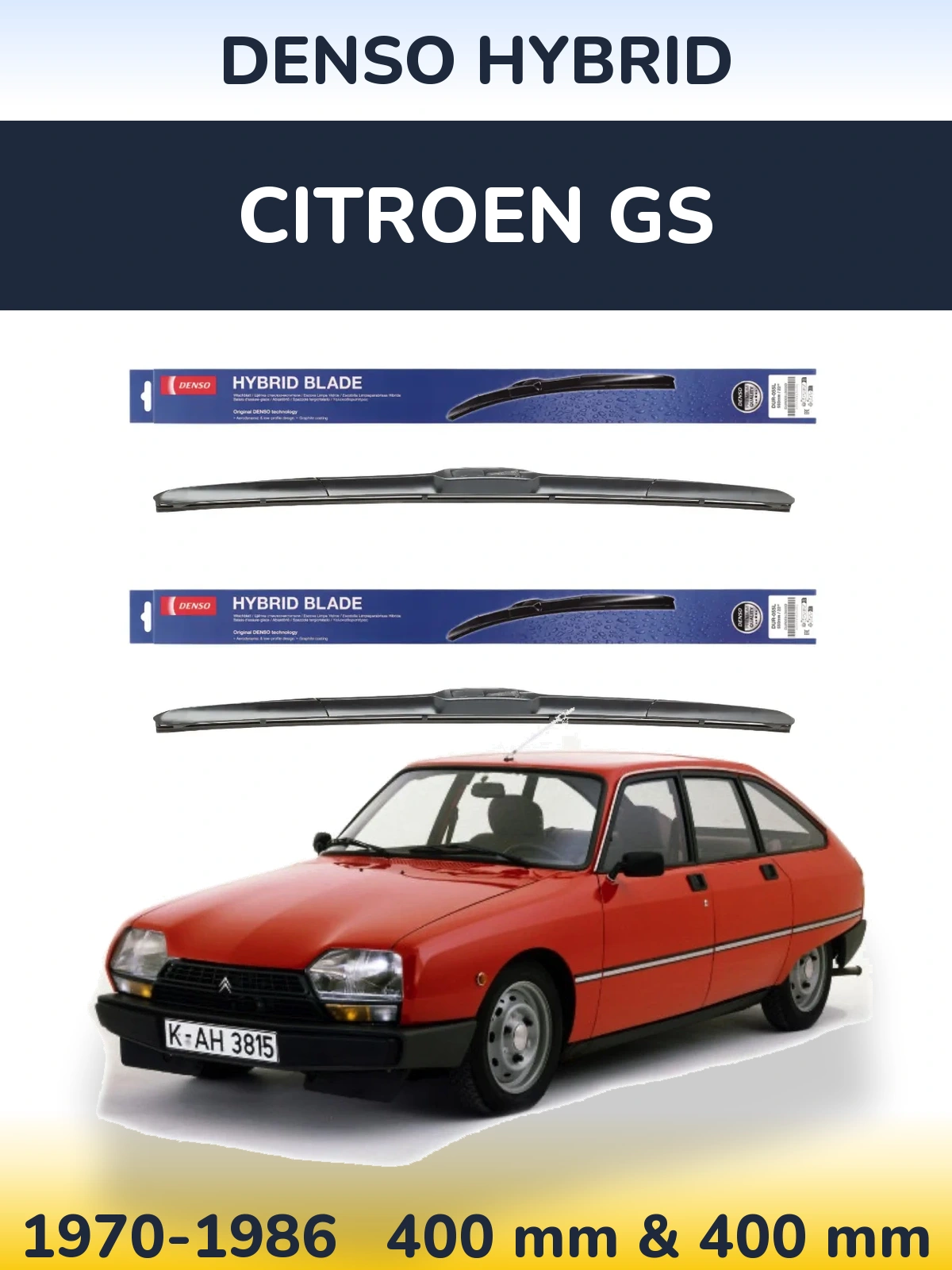 Комплект передних дворников Denso Hybrid 400 & 400 мм для Citroen GS 1970-1986
