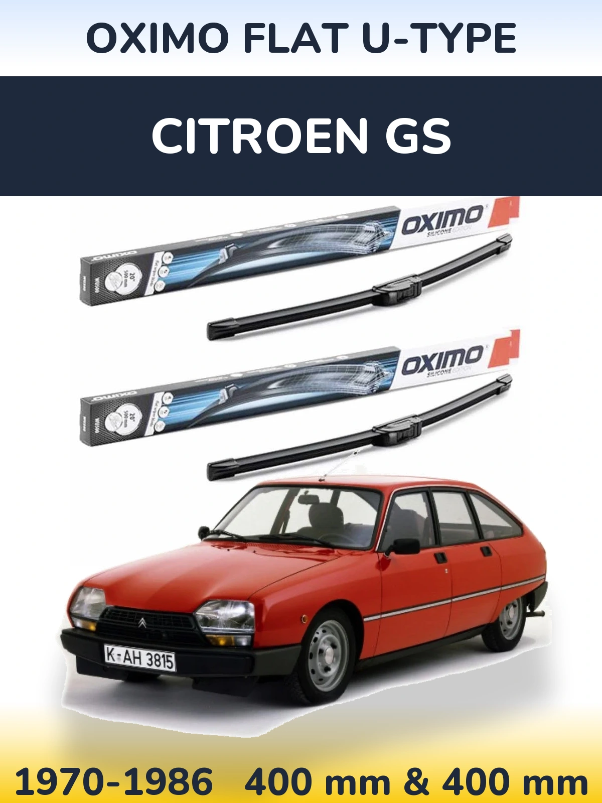Komplet przednich wycieraczek Oximo Flat U-type 400 & 400 mm do Citroen GS 1970-1986