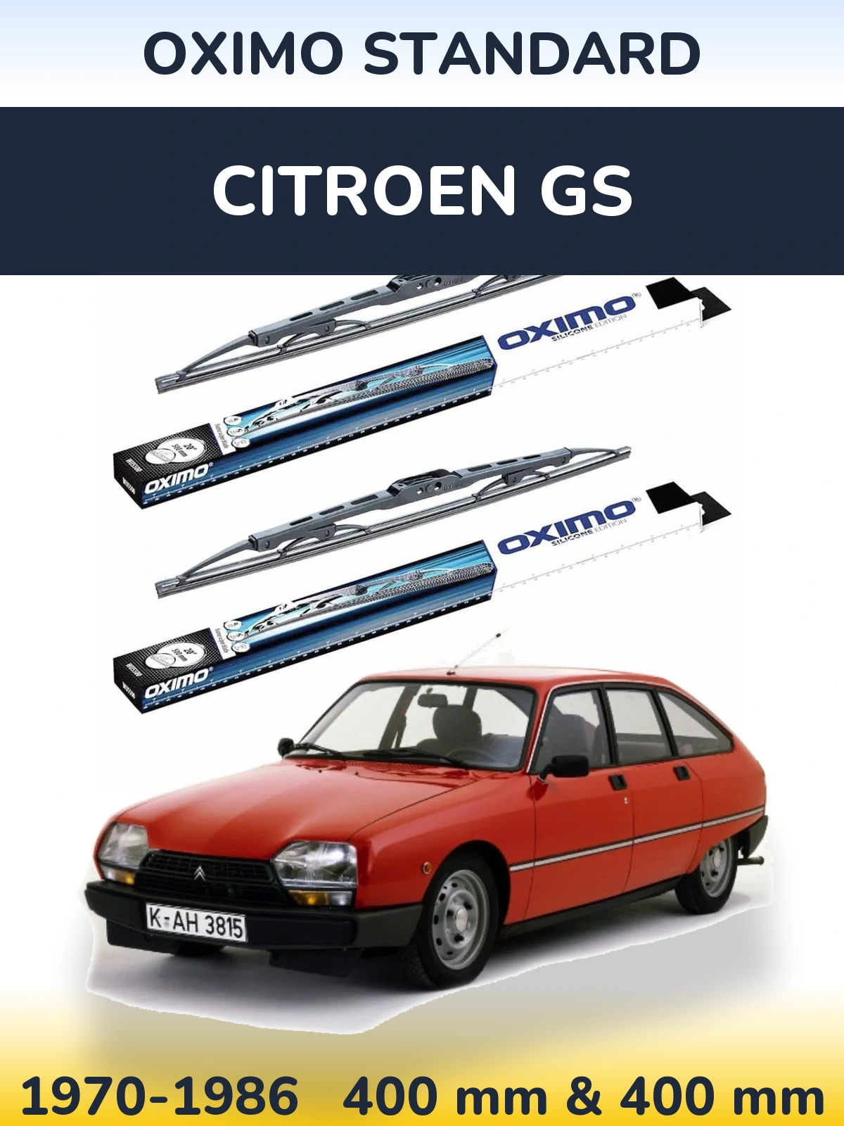 Комплект передних дворников Oximo Standard 400 & 400 мм для Citroen GS 1970-1986