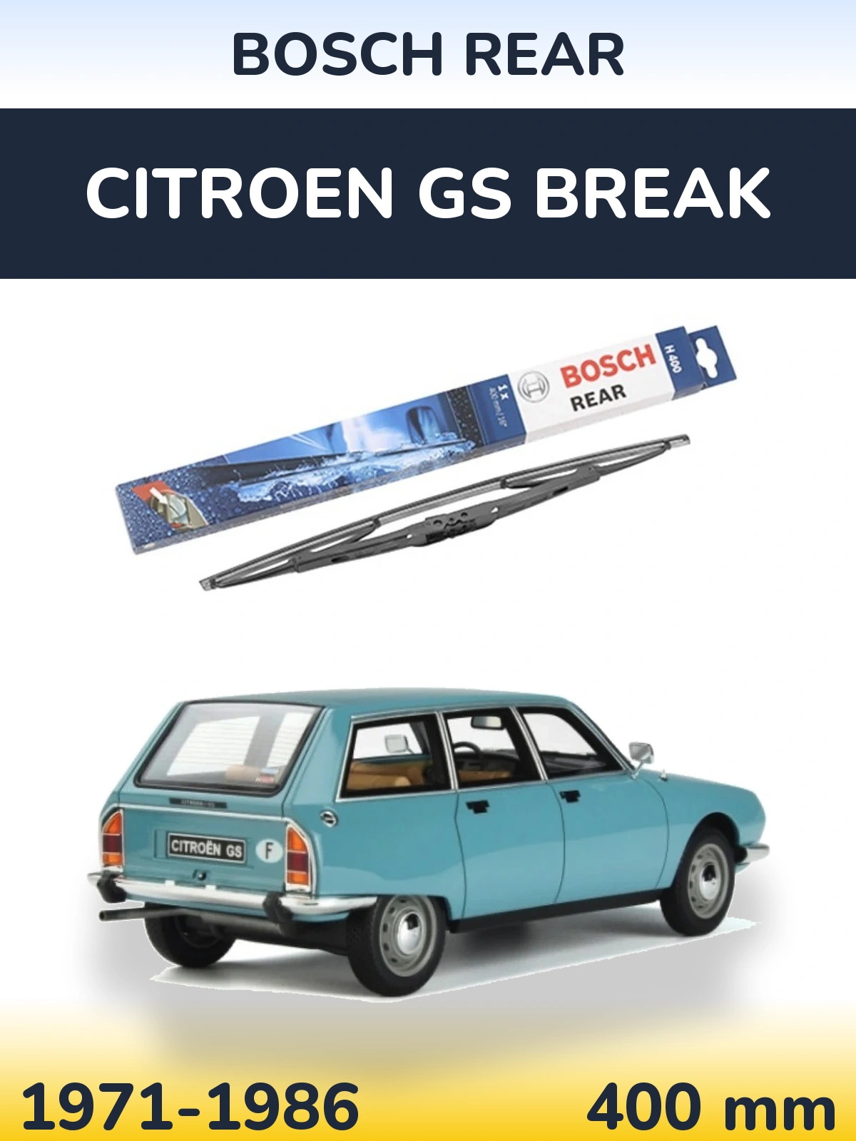 Rear wiper blade BOSCH Rear 400 mm for Citroen GS Break 1971-1986