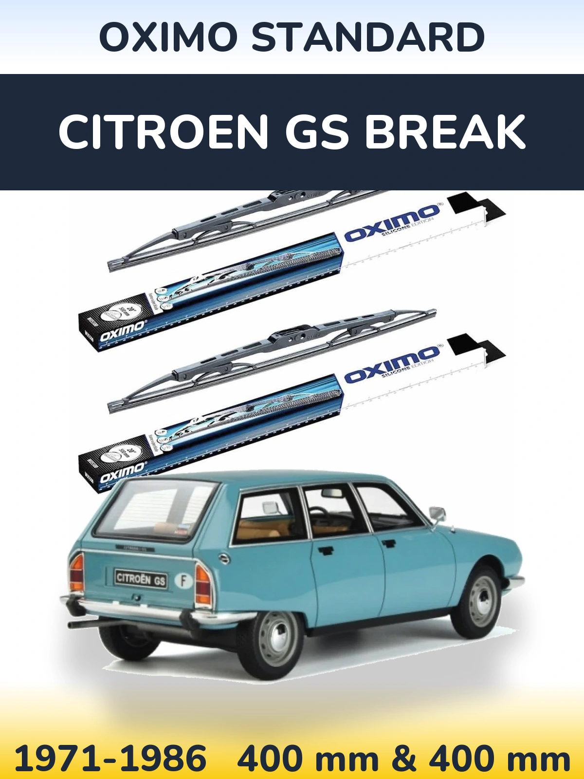 Комплект передних дворников Oximo Standard 400 & 400 мм для Citroen GS Break 1971-1986