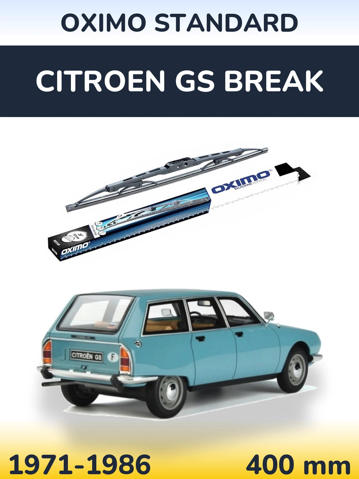Rear wiper blade Oximo Standard 400 mm for Citroen GS Break 1971-1986