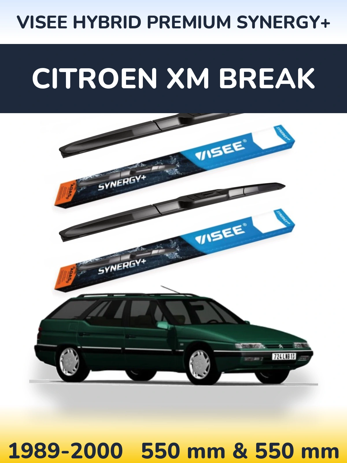 Комплект передних дворников VISEE HYBRID PREMIUM SYNERGY+ 550 & 550 мм для Citroen XM Break 1989-2000
