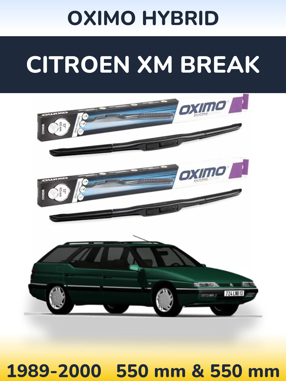 Комплект передних дворников Oximo Hybrid 550 & 550 мм для Citroen XM Break 1989-2000