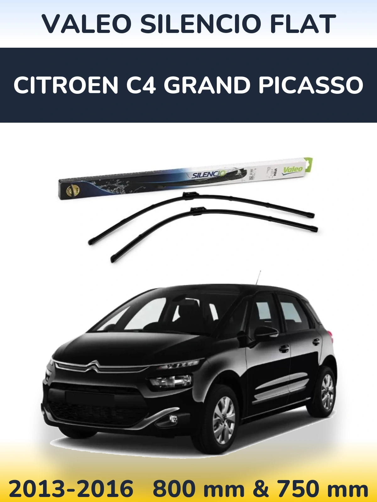 Комплект передних дворников Valeo Silencio Flat 800 & 750 мм для Citroen C4 Grand Picasso 2013-2016