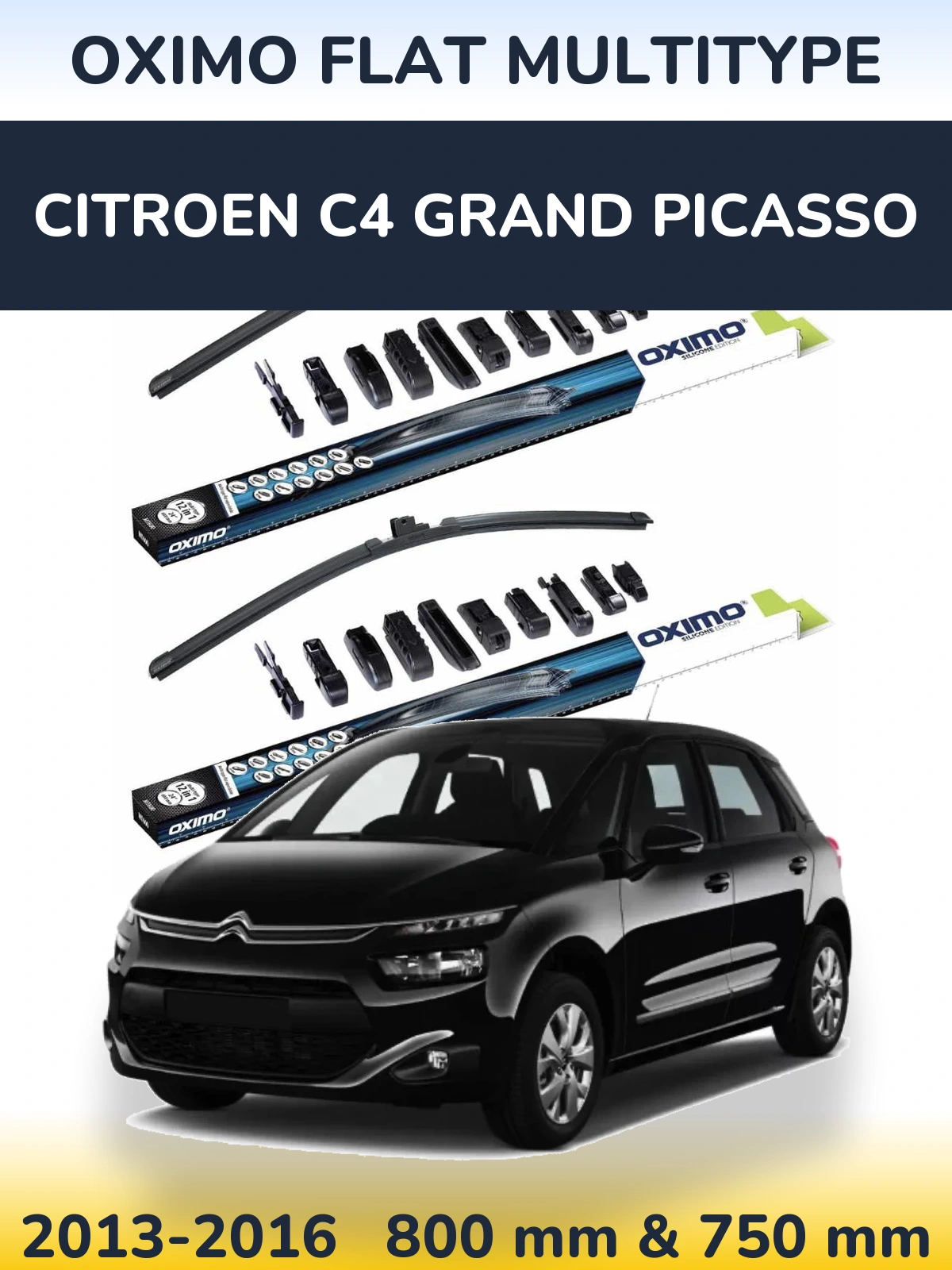 Комплект передних дворников Oximo Flat MultiТипe 800 & 750 мм для Citroen C4 Grand Picasso 2013-2016