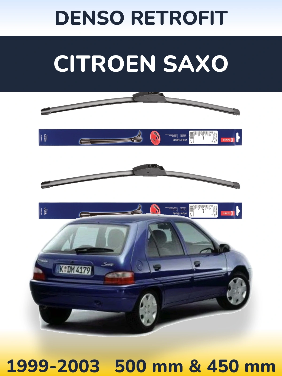 Комплект передних дворников Denso Retrofit 500 & 450 мм для Citroen Saxo 1999-2003