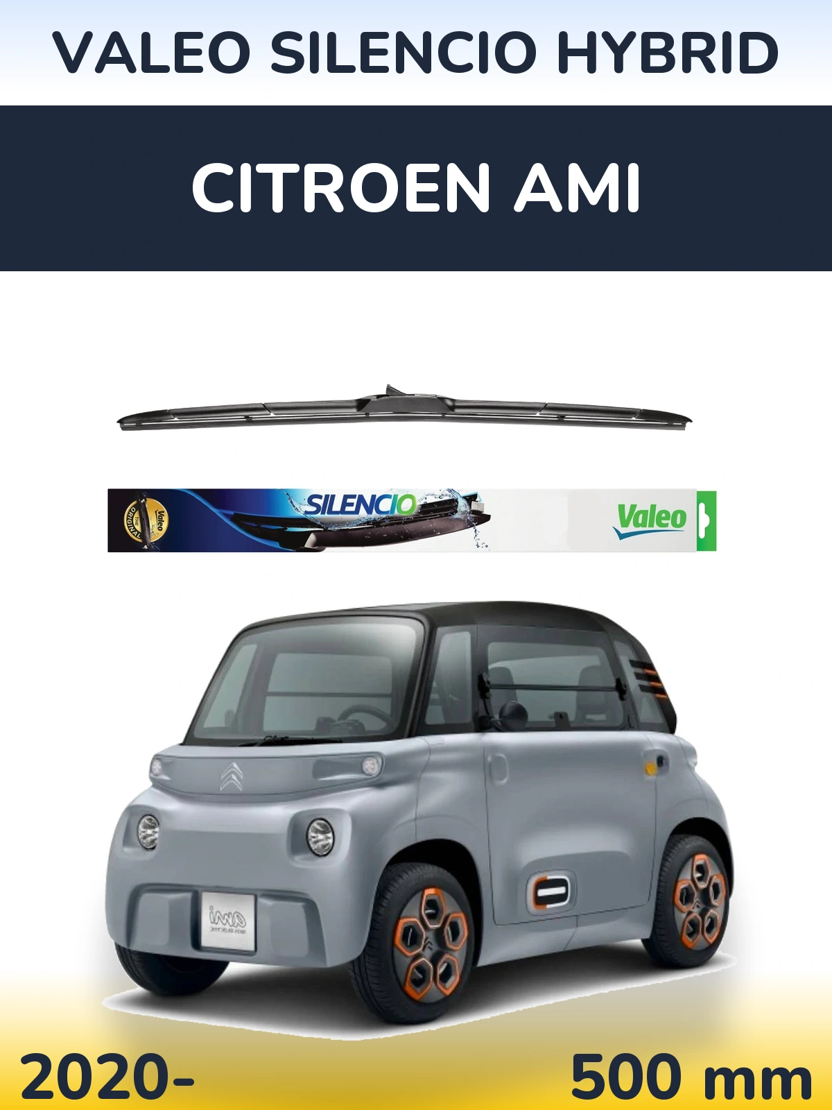 Передний дворник Valeo Silencio Hybrid 500 мм для Citroen Ami 2020-2026