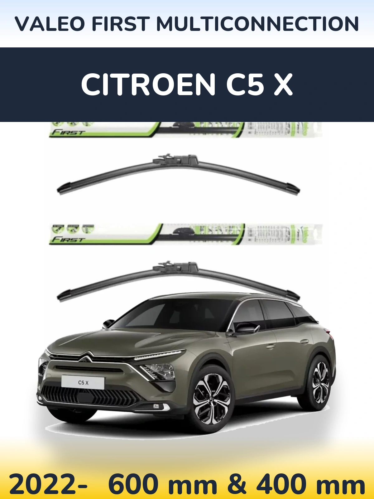 Komplet przednich wycieraczek Valeo First MultiConnection 600 & 400 mm do Citroen C5 X 2022-2026