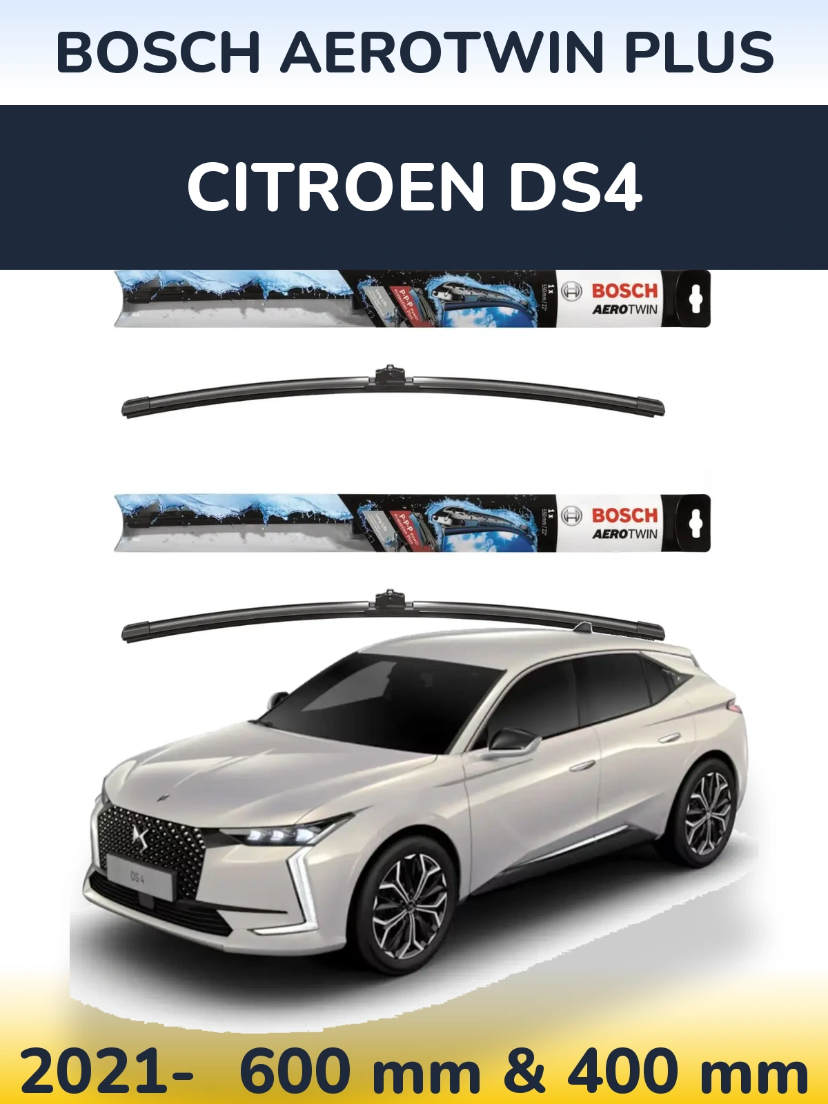 Komplet przednich wycieraczek BOSCH AeroTwin Plus 600 & 400 mm do Citroen DS4 2021-2026