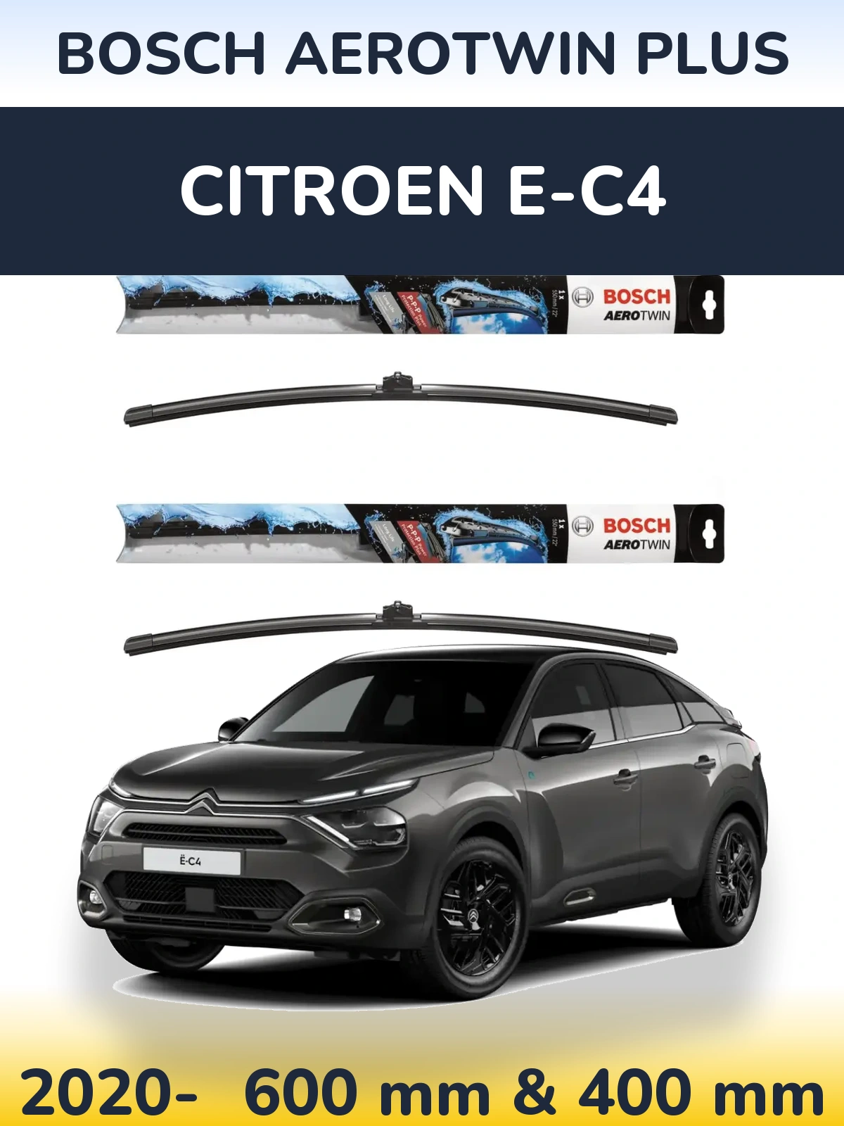 Komplet przednich wycieraczek BOSCH AeroTwin Plus 600 & 400 mm do Citroen e-C4 2020-2026