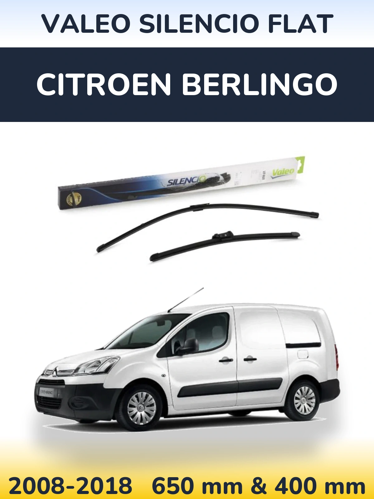 Komplet przednich wycieraczek Valeo Silencio Flat 650 & 400 mm do Citroen Berlingo 2008-2018