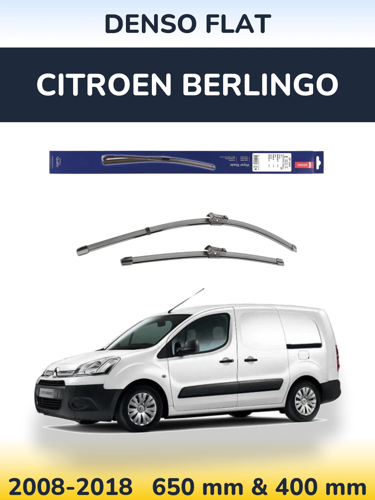 Комплект передних дворников Denso Flat 650 & 400 мм для Citroen Berlingo 2008-2018