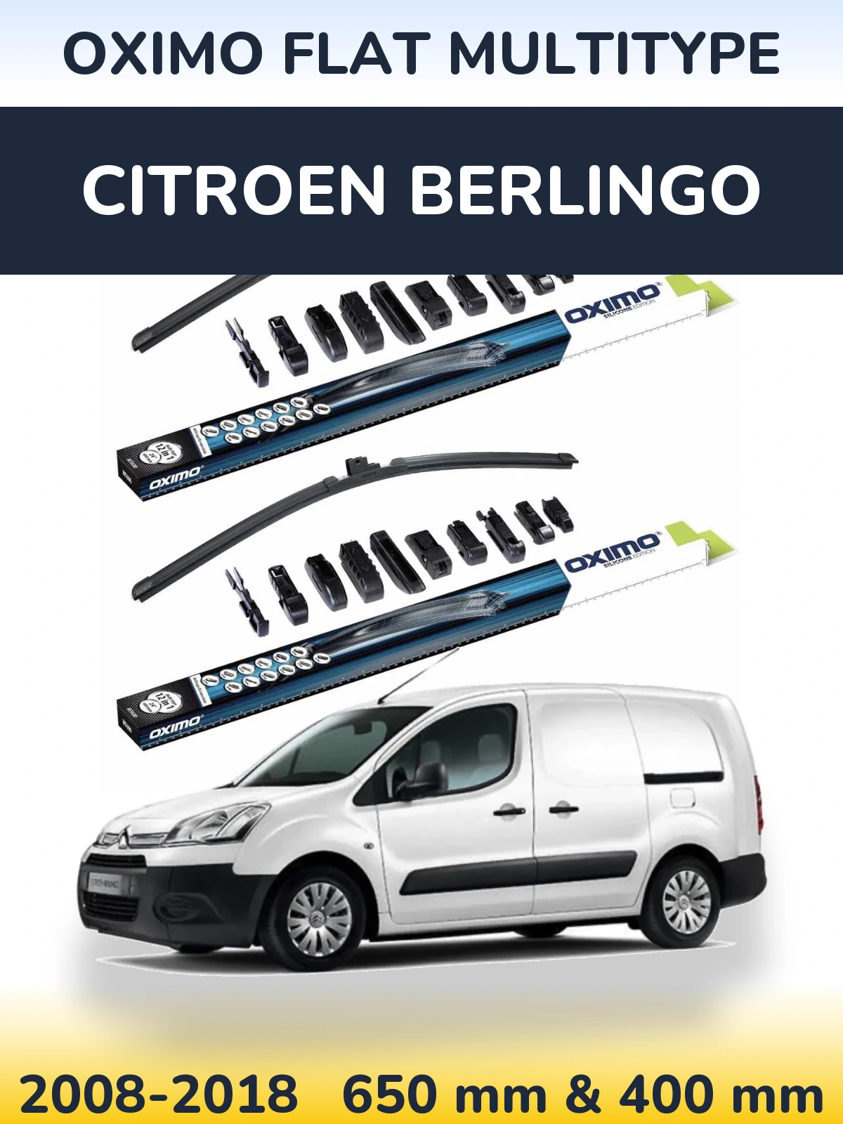 Komplet przednich wycieraczek Oximo Flat MultiType 650 & 400 mm do Citroen Berlingo 2008-2018