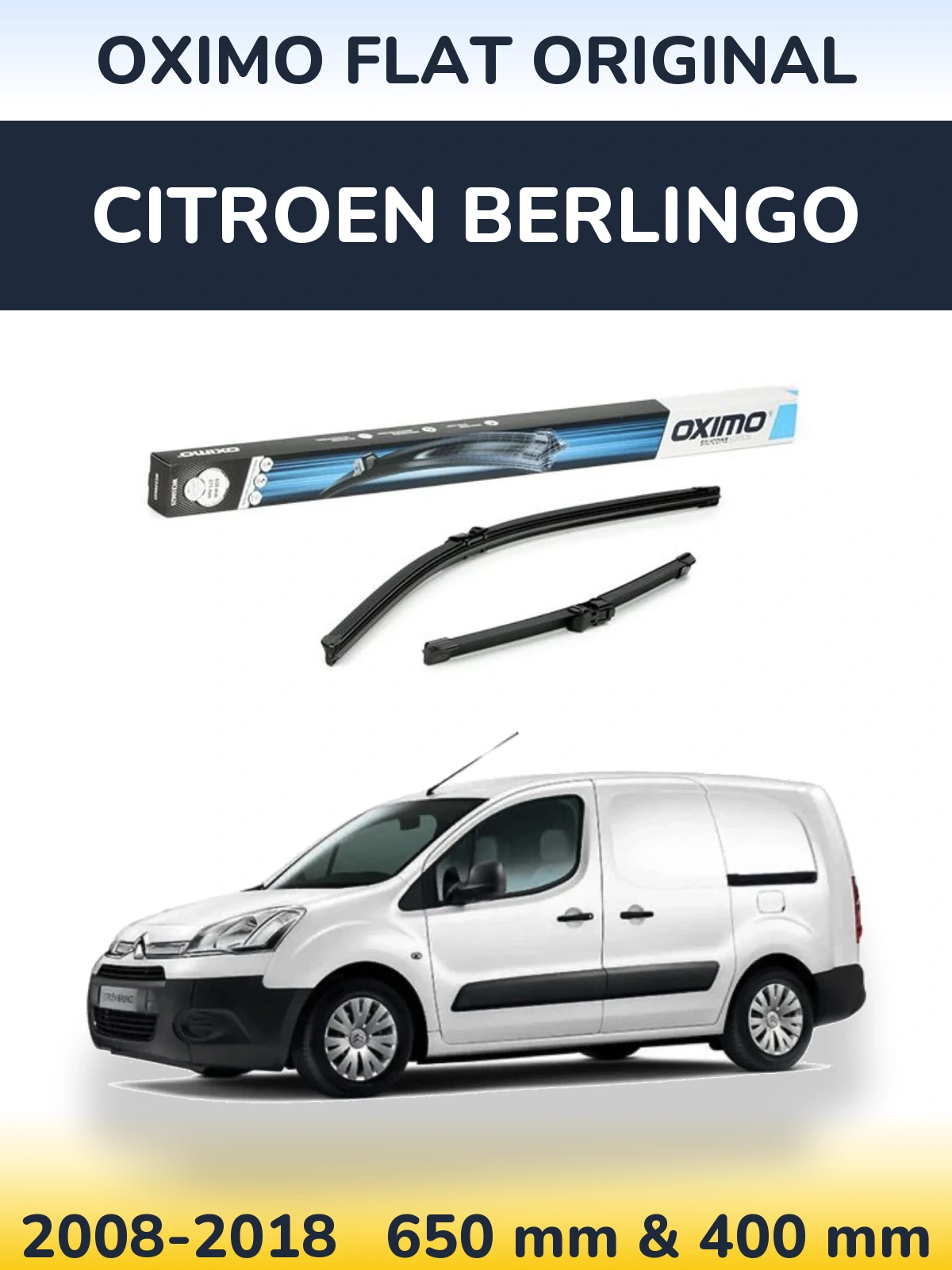Front wiper blade set Oximo Flat Original 650 & 375 mm for Citroen Berlingo 2008-2018