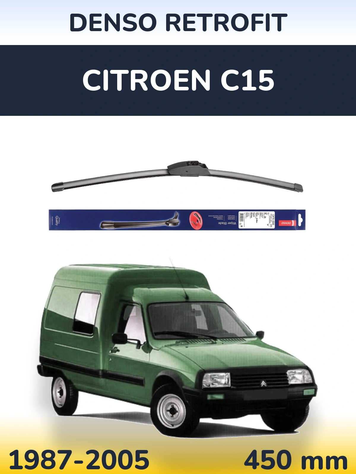 Front wiper blade Denso Retrofit 450 mm for Citroen C15 1987-2005