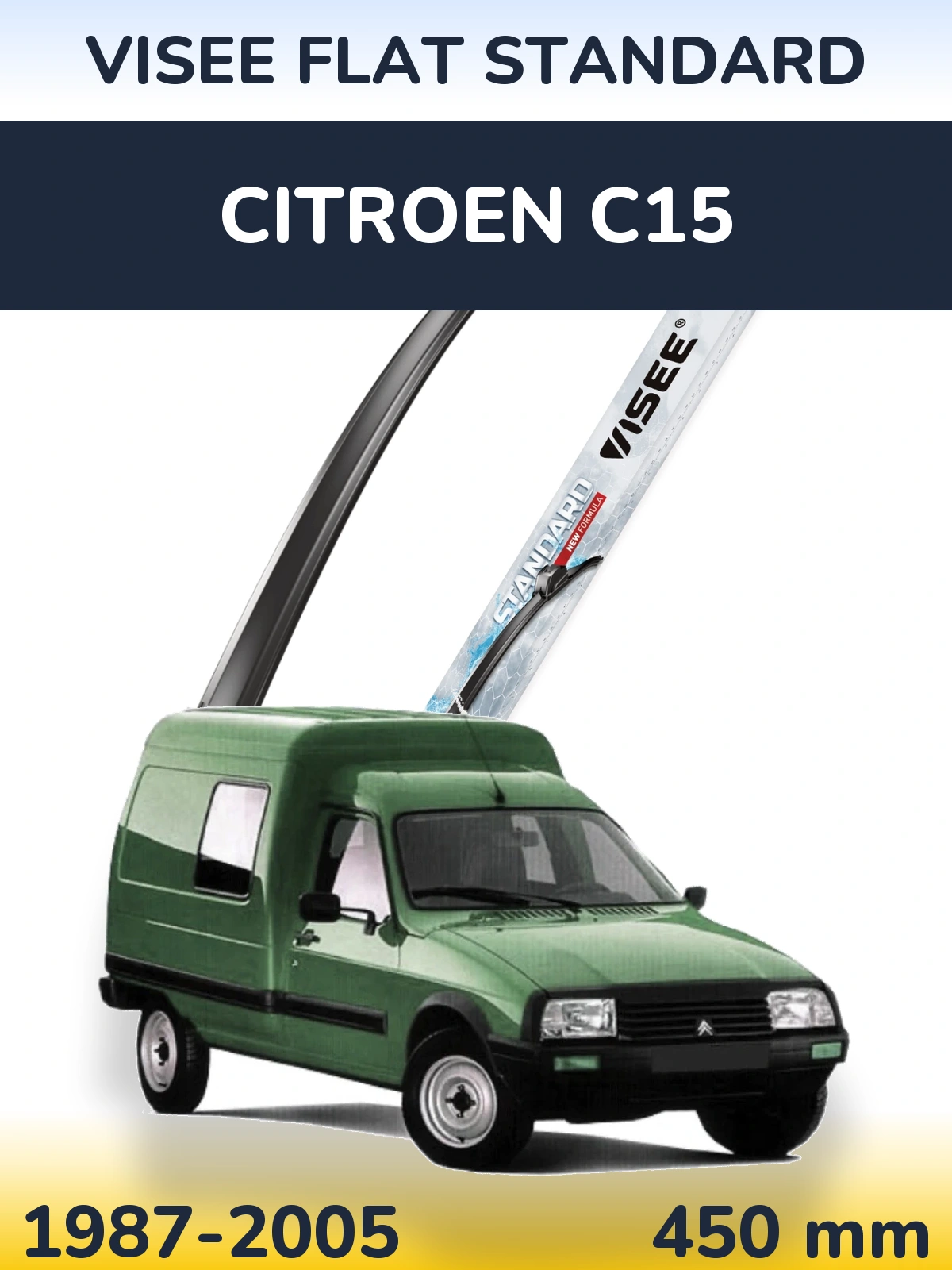 Передний дворник VISEE FLAT STANDARD 450 мм для Citroen C15 1987-2005