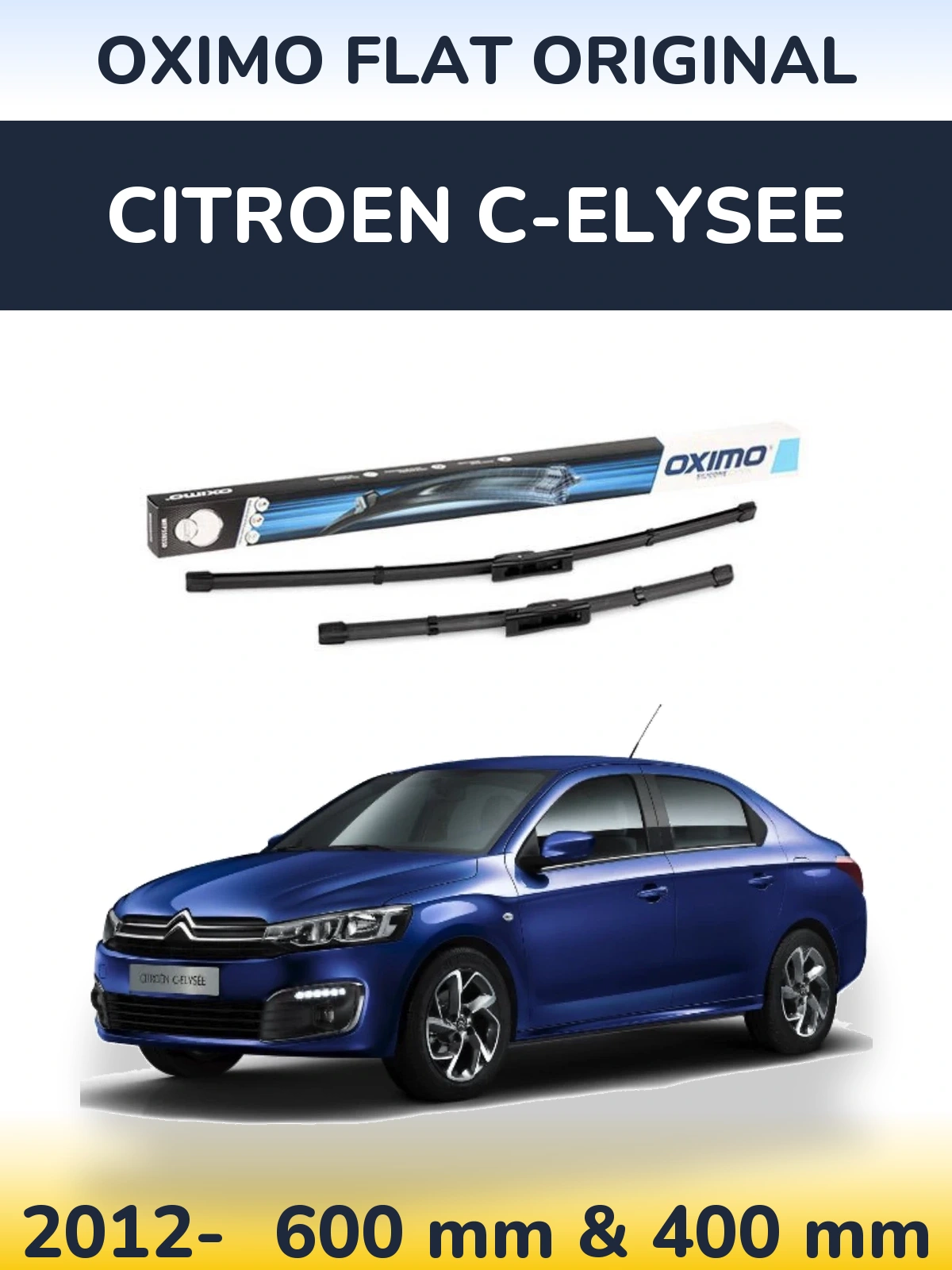 Комплект передних дворников Oximo Flat Original 600 & 400 мм для Citroen C-Elysee 2012-2026