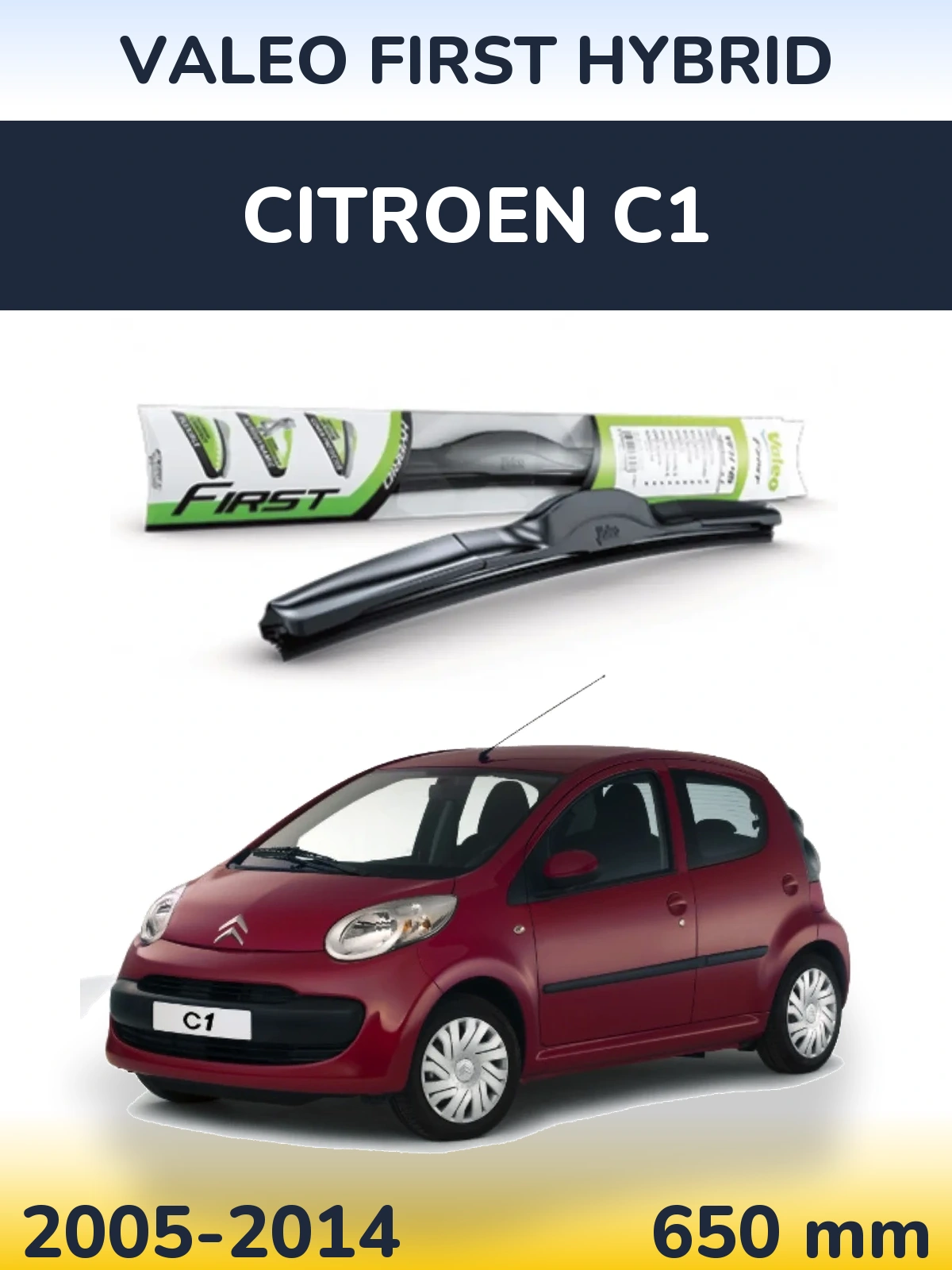 Передний дворник Valeo First Hybrid 650 мм для Citroen C1 2005-2014
