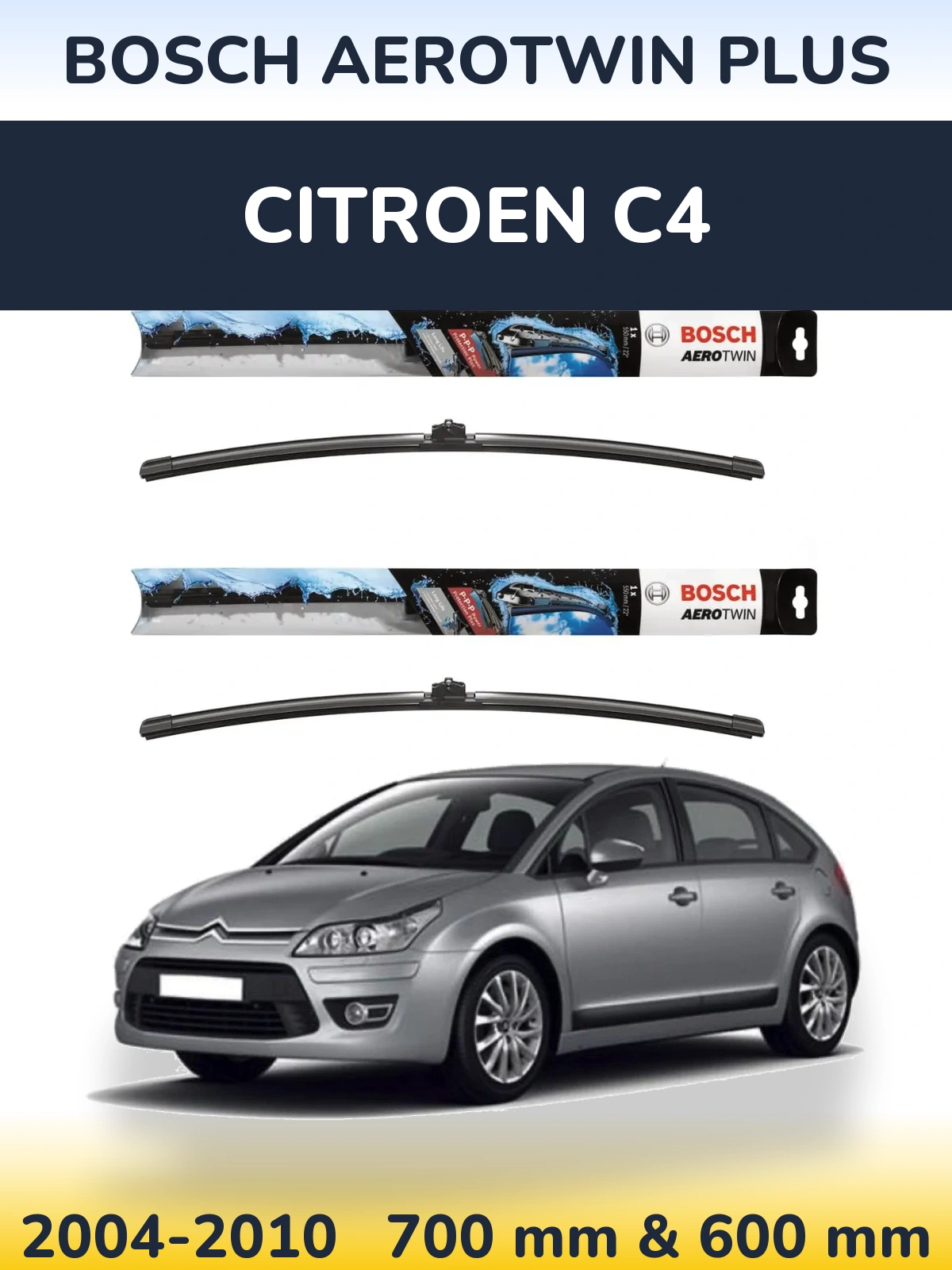 Komplet przednich wycieraczek BOSCH AeroTwin Plus 700 & 600 mm do Citroen C4 2004-2010