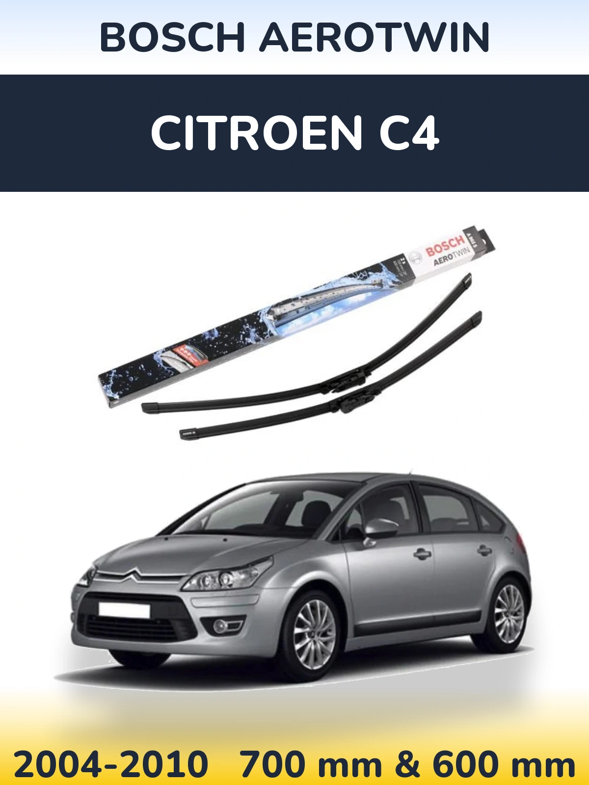 Комплект передних дворников BOSCH AeroTwin 700 & 600 мм для Citroen C4 2004-2010