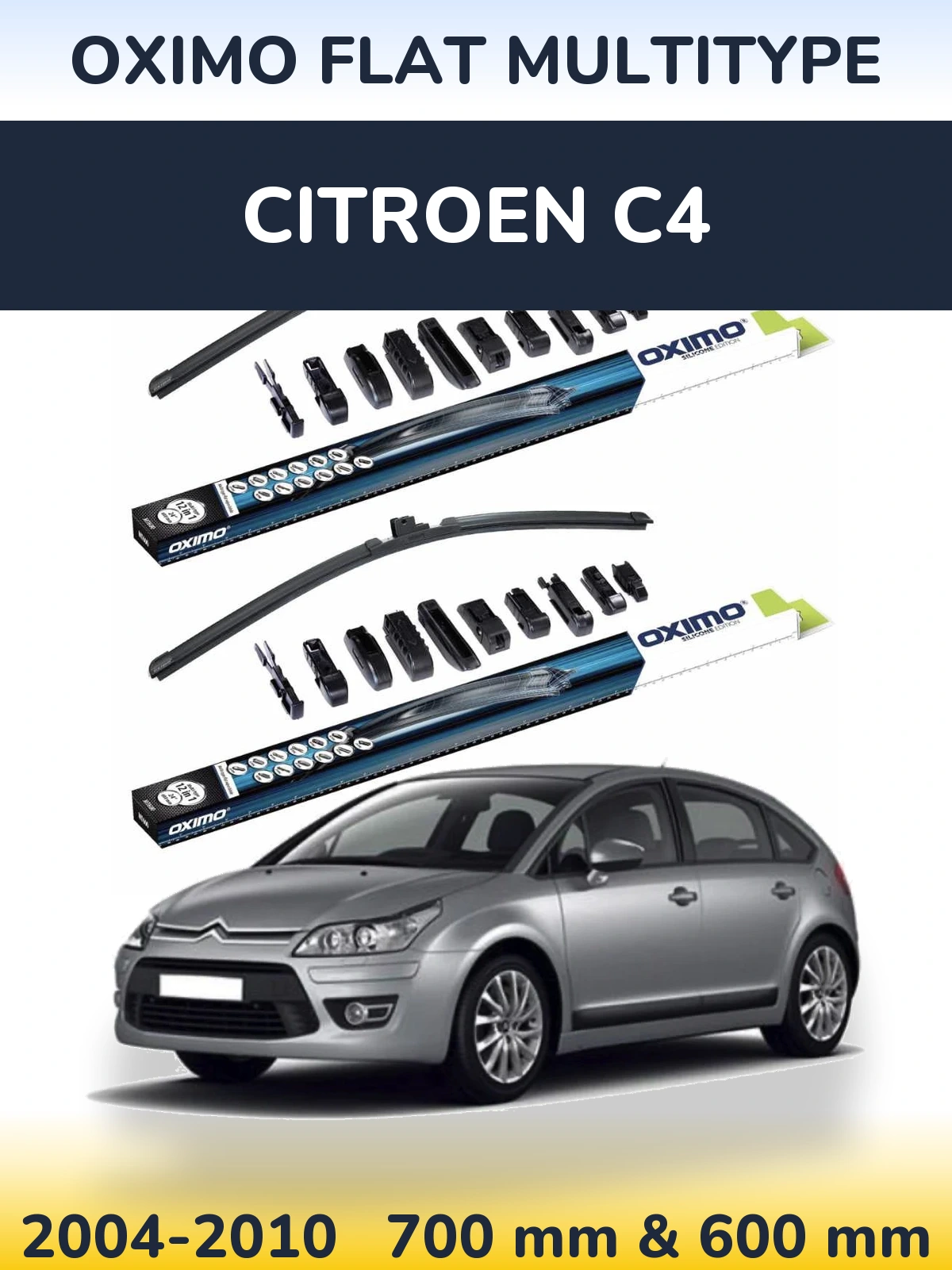 Komplet przednich wycieraczek Oximo Flat MultiType 700 & 600 mm do Citroen C4 2004-2010