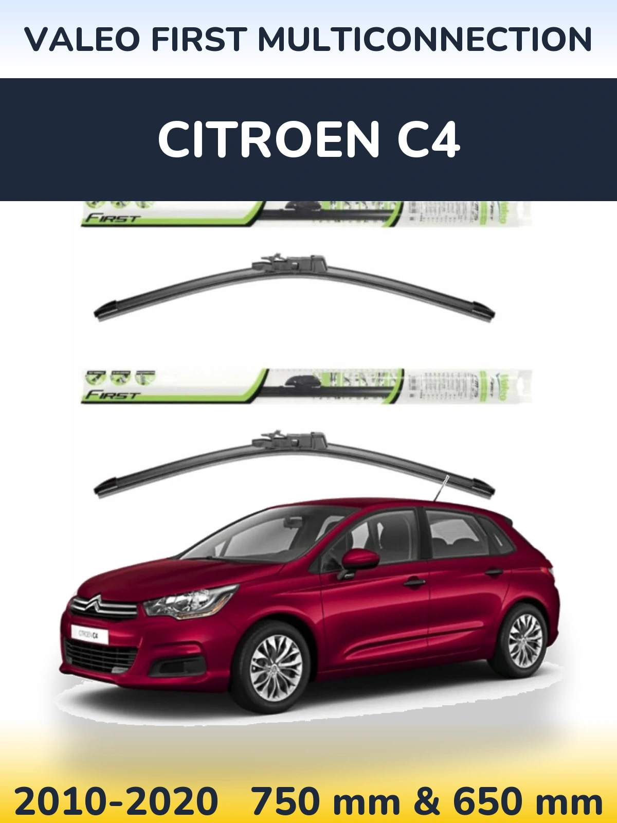 Komplet przednich wycieraczek Valeo First MultiConnection 750 & 650 mm do Citroen C4 2010-2020
