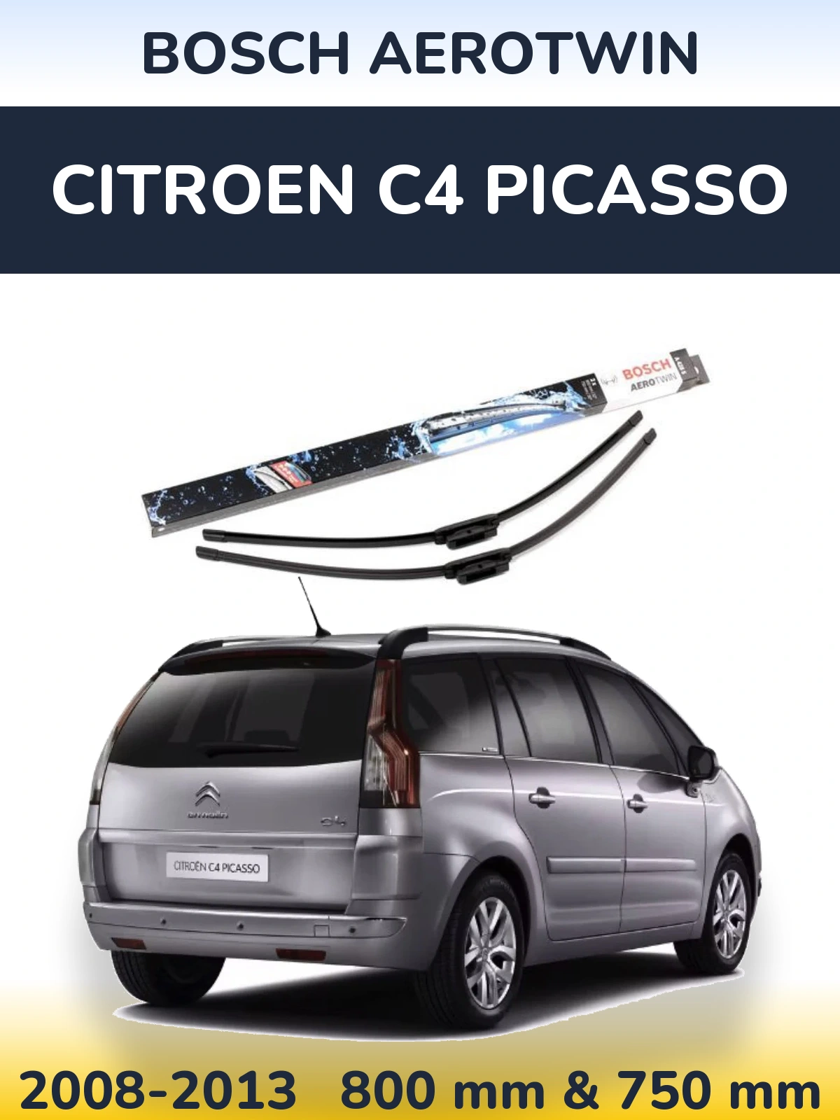 Комплект передніх щіток BOSCH AeroTwin 800 & 750 мм для Citroen C4 Picasso 2008-2013